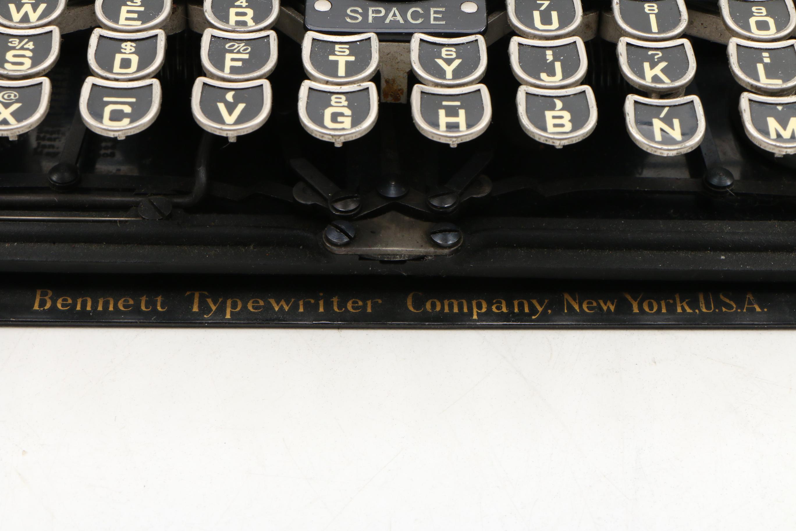 1908 Bennett Small Portable Typewriter with Leather Case