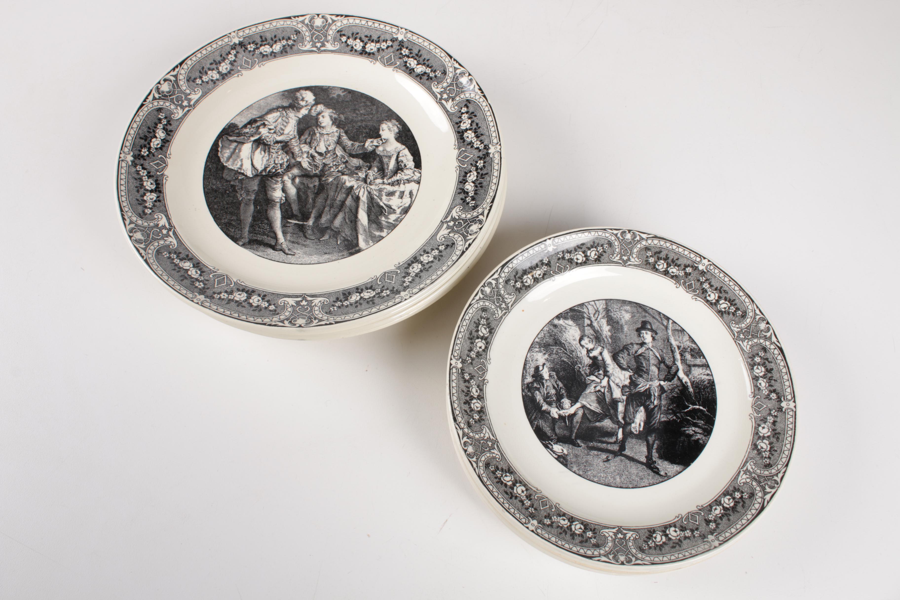 Regence U & Cie Sarreguemines Black and White Transferware