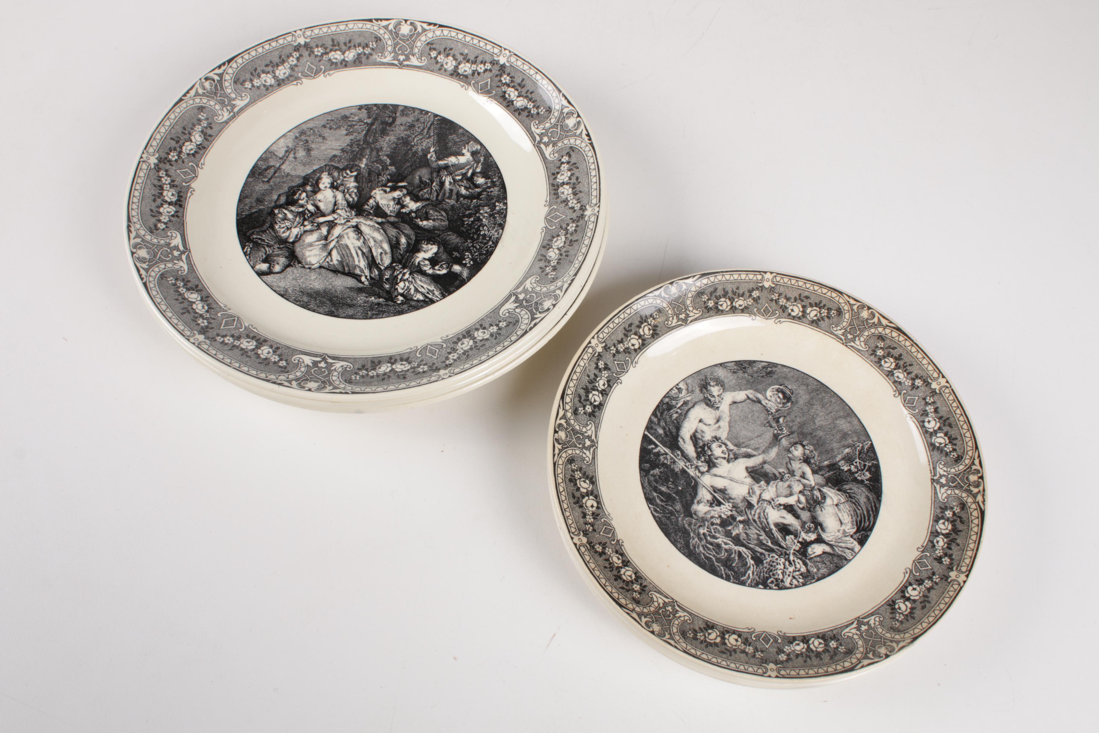 Regence U & Cie Sarreguemines Black and White Transferware