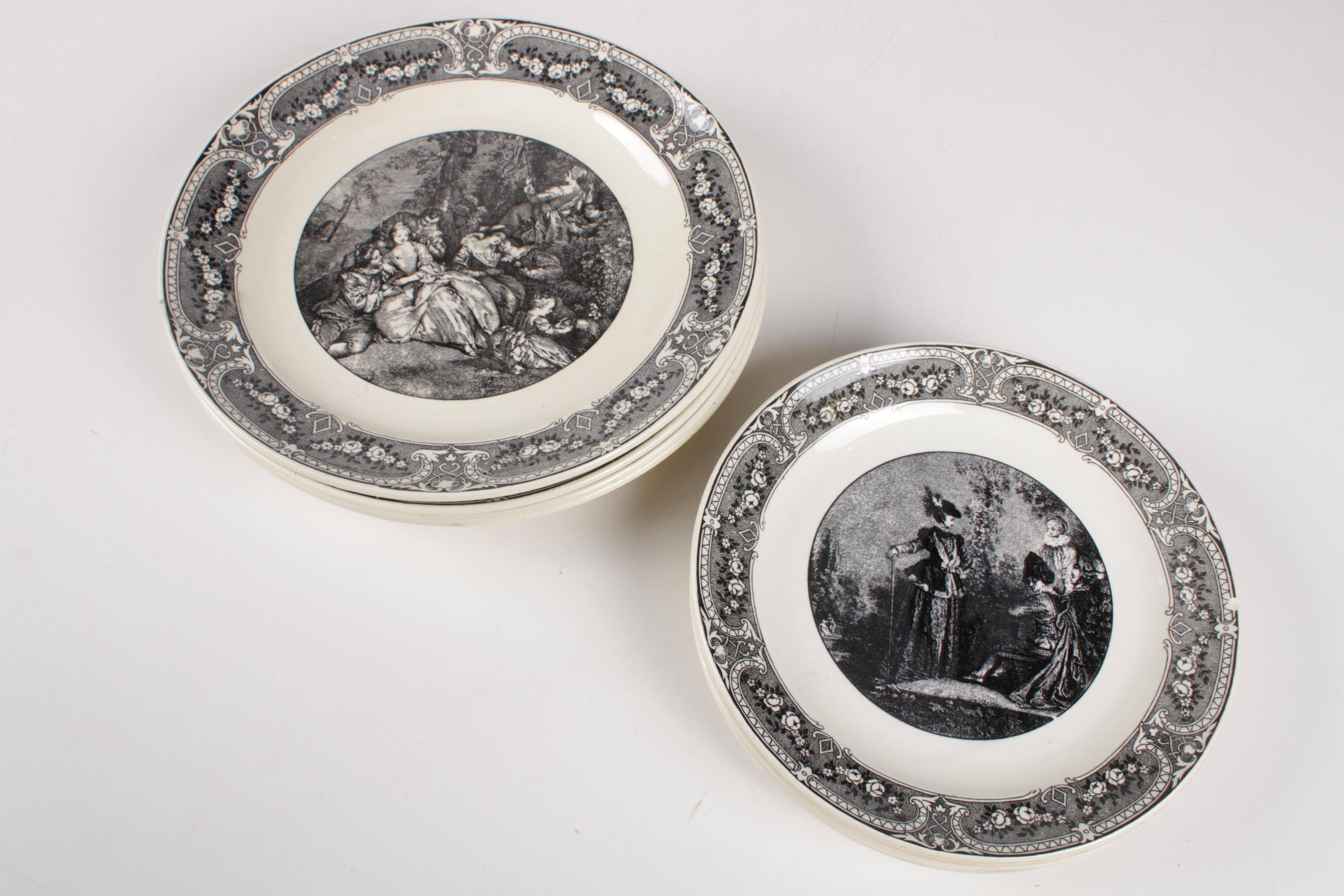 Regence U & Cie Sarreguemines Black and White Transferware