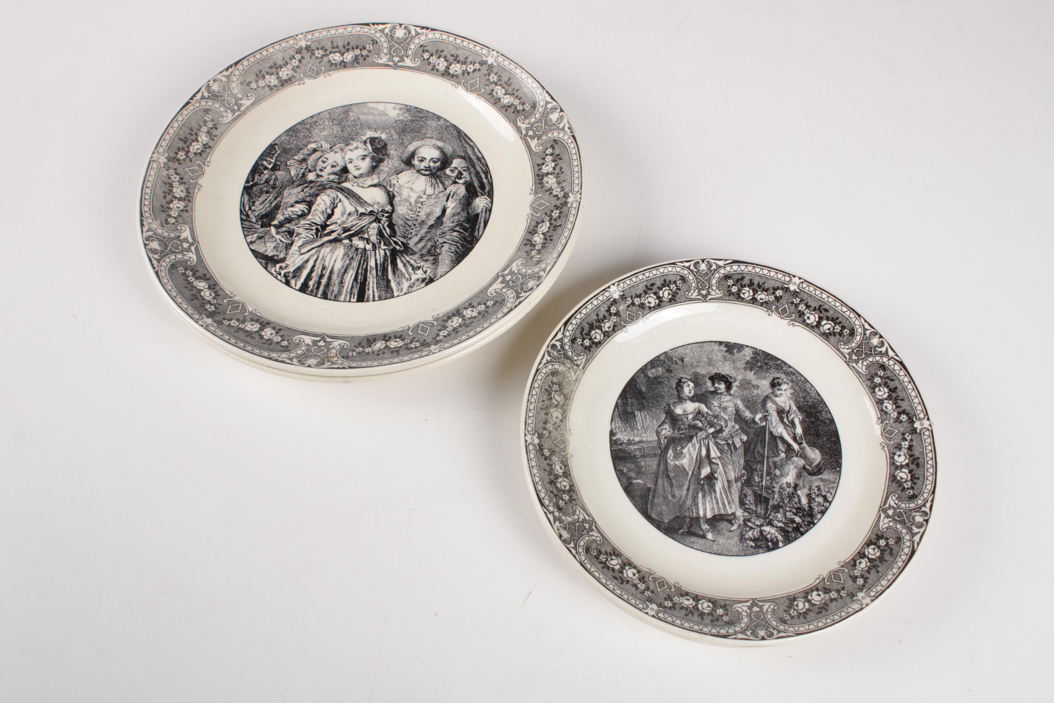 Regence U & Cie Sarreguemines Black and White Transferware