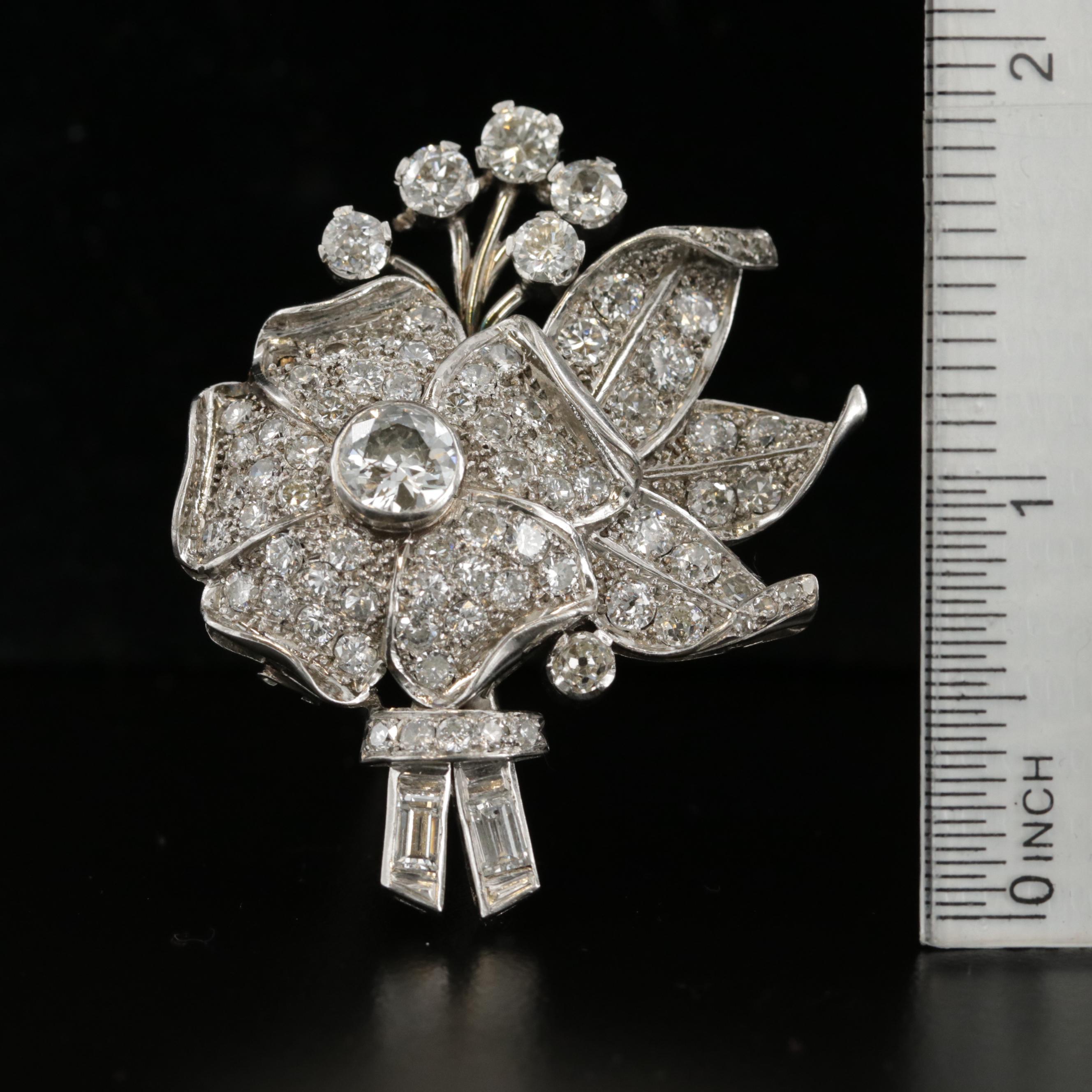 1940s Platinum 7.07 CTW Diamond Fur Clip
