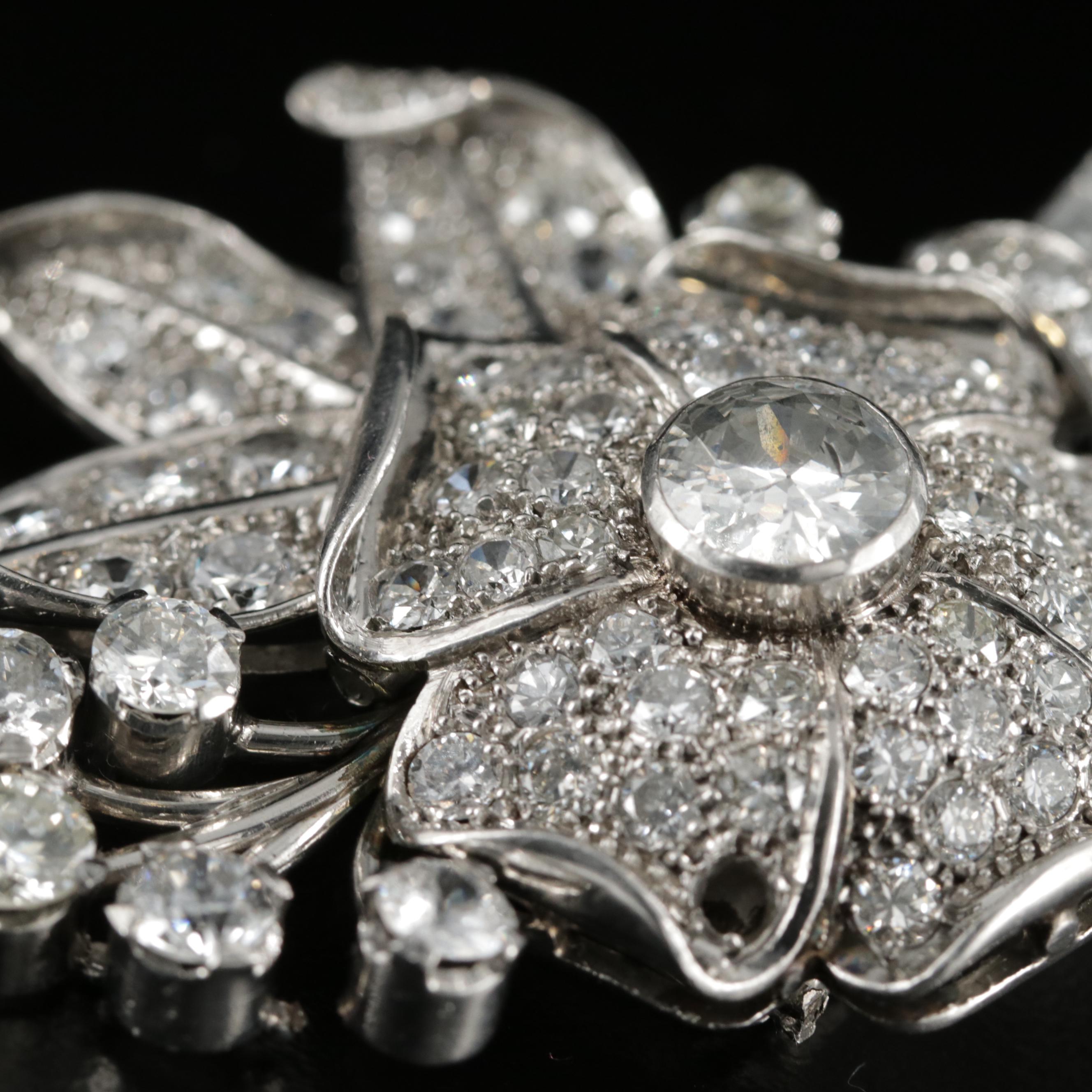 1940s Platinum 7.07 CTW Diamond Fur Clip