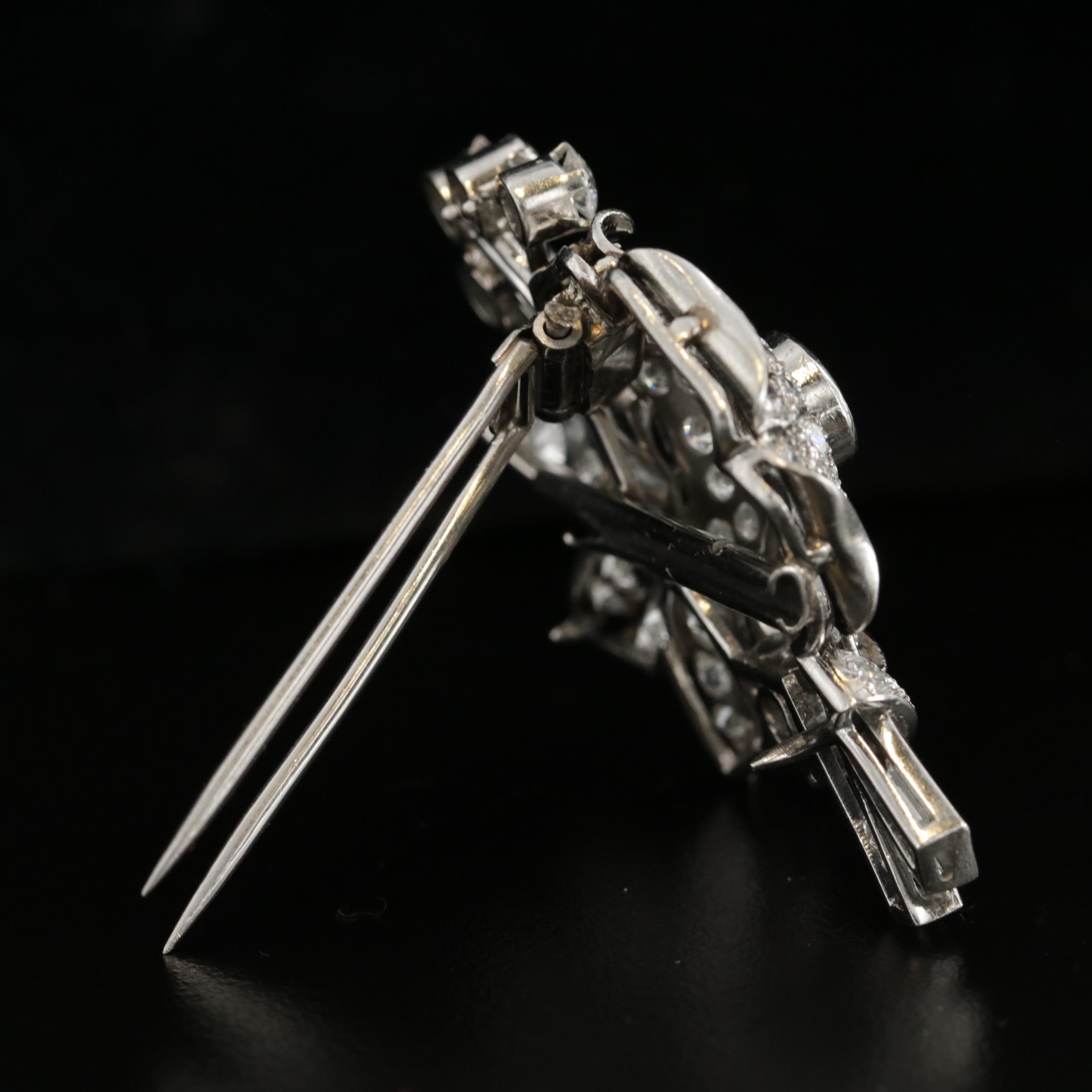 1940s Platinum 7.07 CTW Diamond Fur Clip