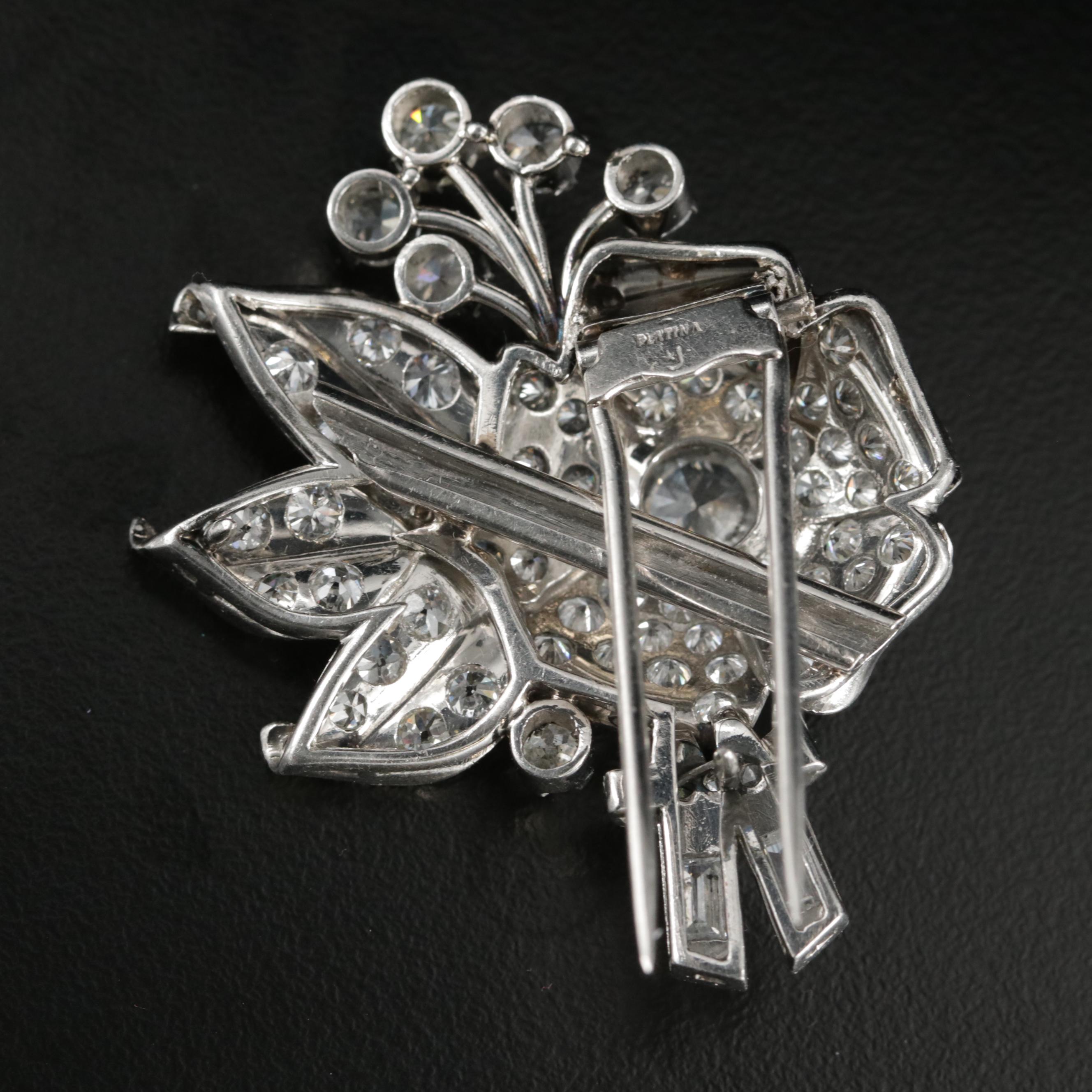 1940s Platinum 7.07 CTW Diamond Fur Clip
