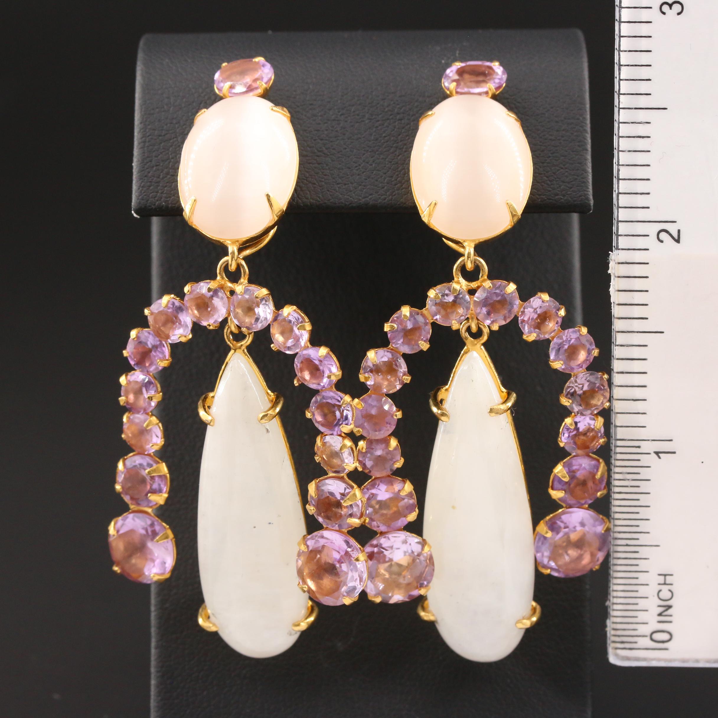 Bounkit Labradorite, Sillimanite and Spinel Dangle Earrings