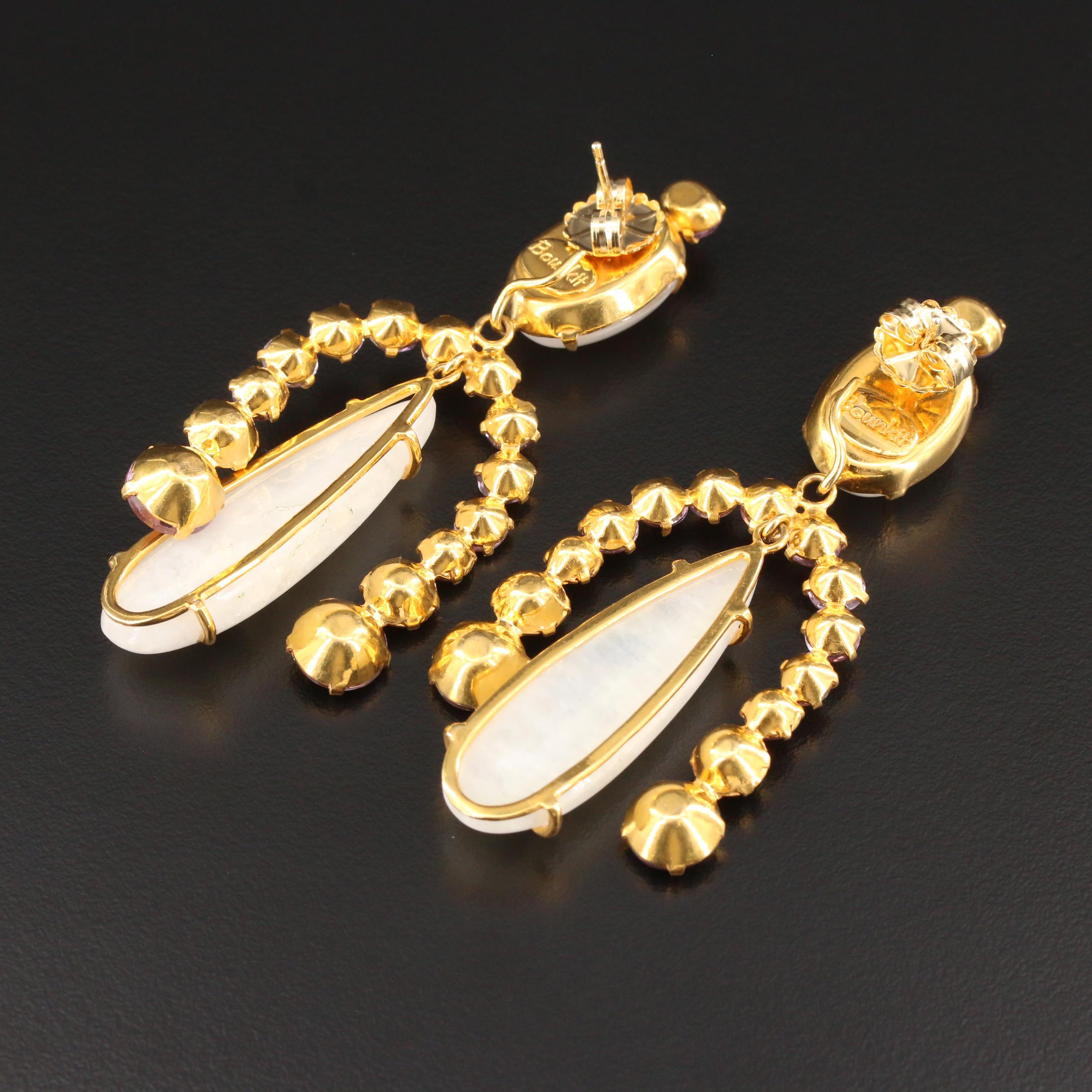 Bounkit Labradorite, Sillimanite and Spinel Dangle Earrings