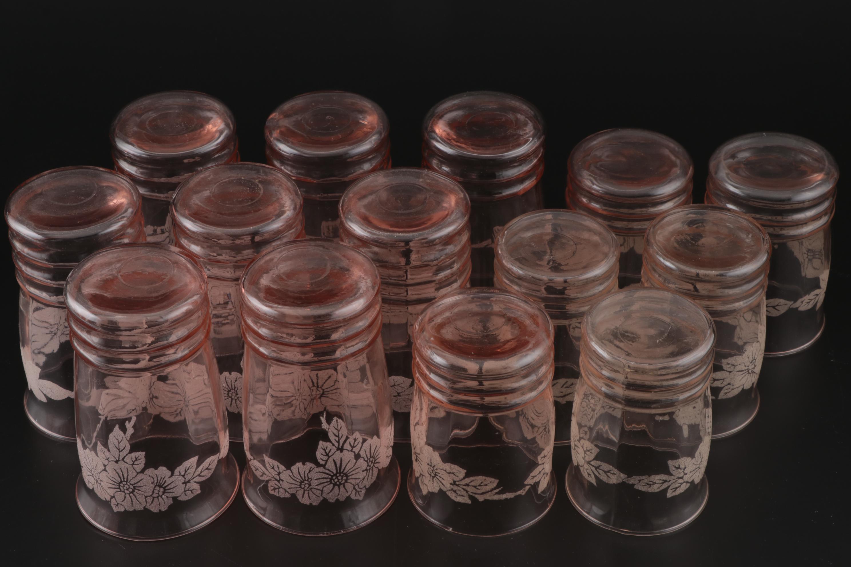 MacBeth-Evans "Dogwood" Pink Depression Glass Dinnerware Pieces, 1930s