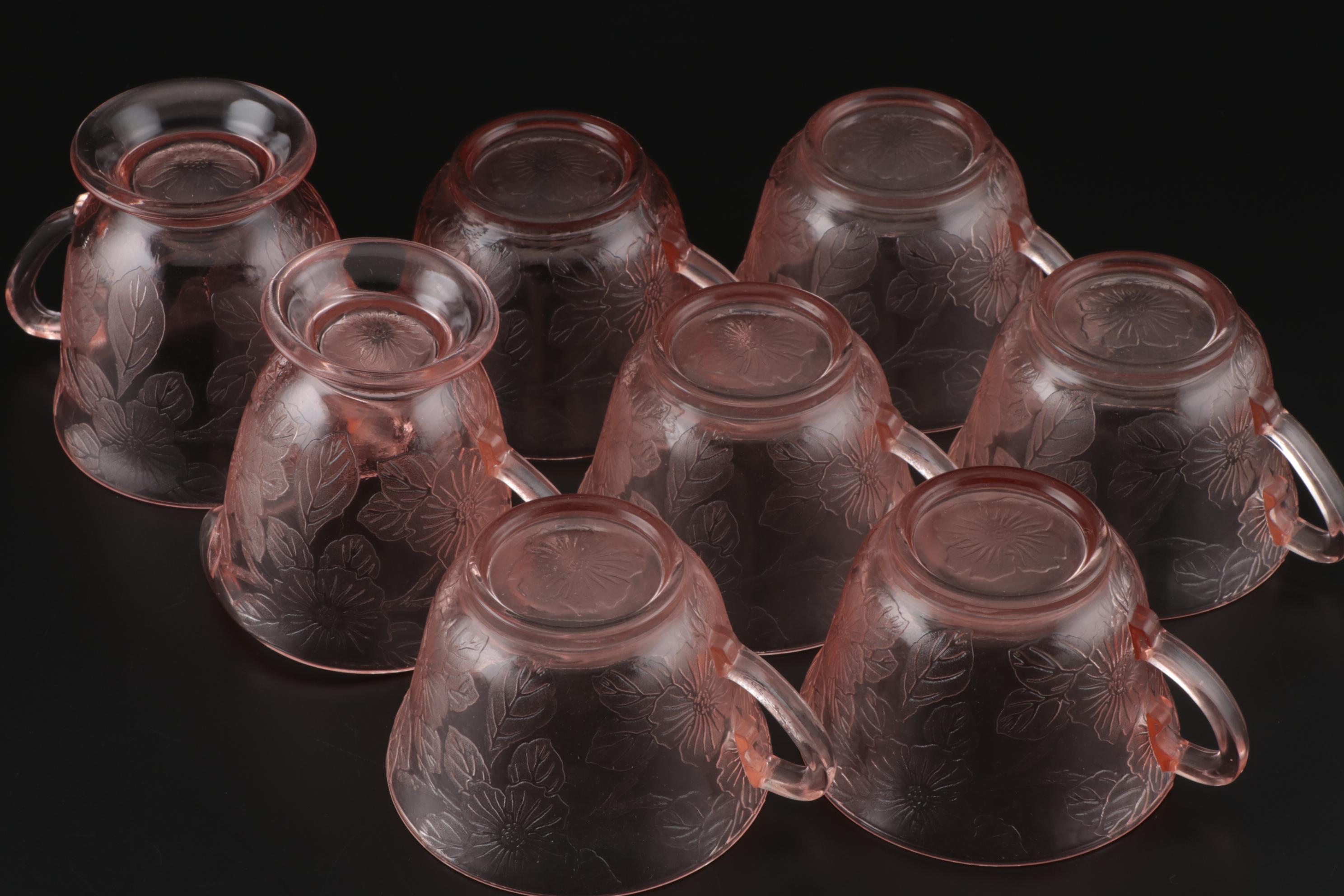 MacBeth-Evans "Dogwood" Pink Depression Glass Dinnerware Pieces, 1930s