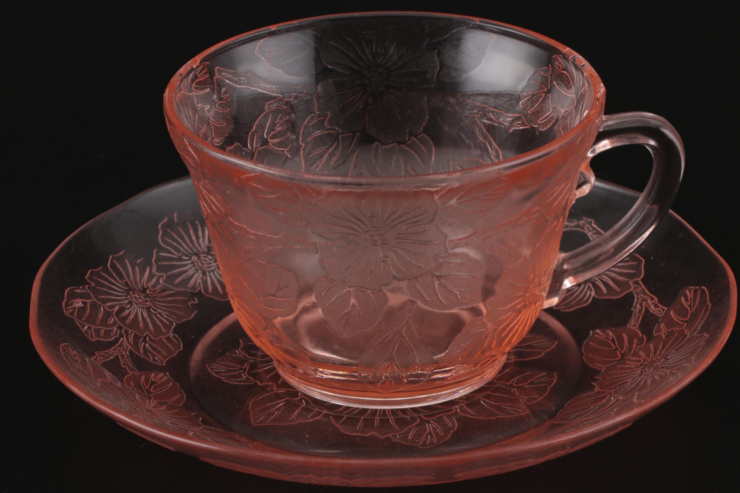MacBeth-Evans "Dogwood" Pink Depression Glass Dinnerware Pieces, 1930s