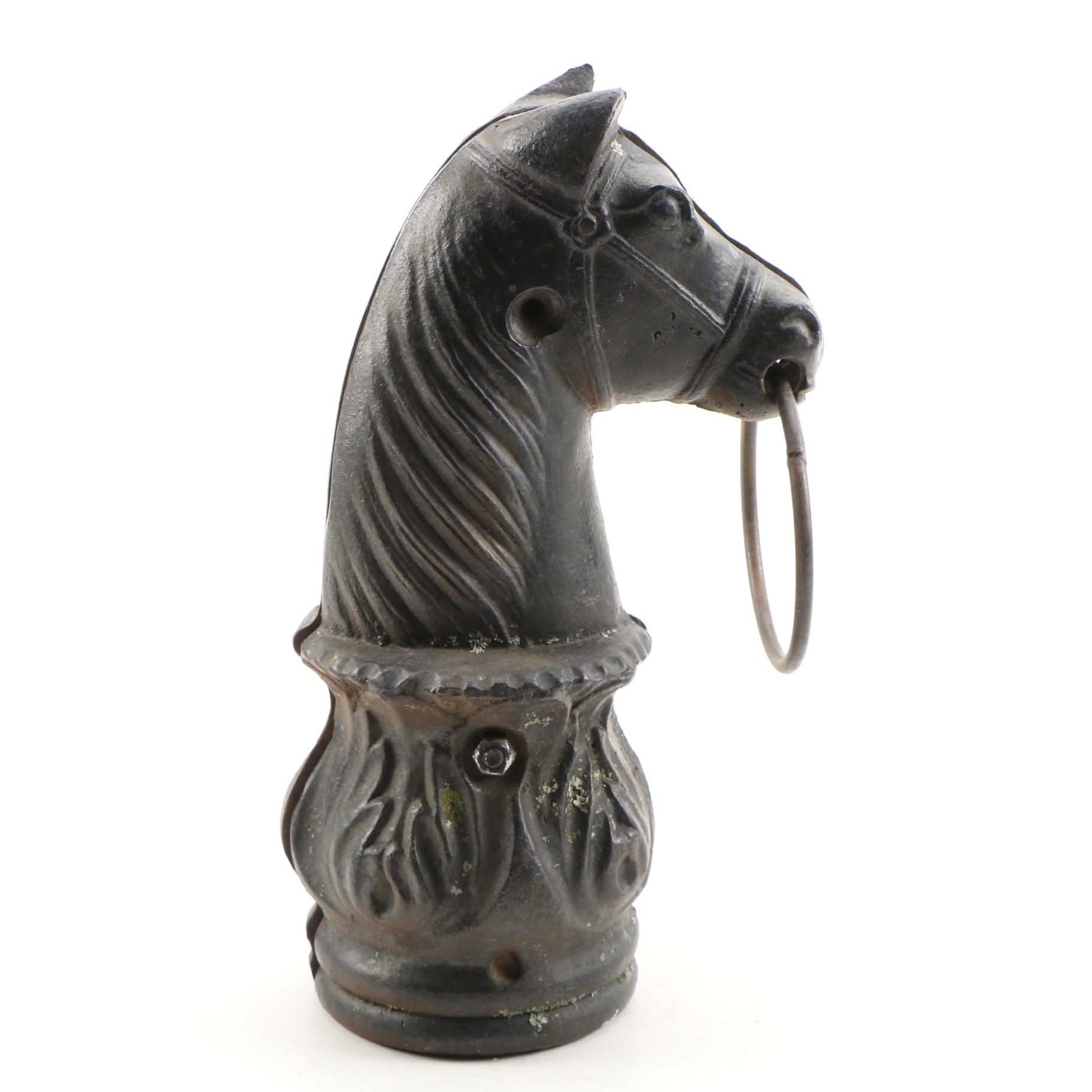 Cast Iron Horse Head Hitching Post Top, Vintage