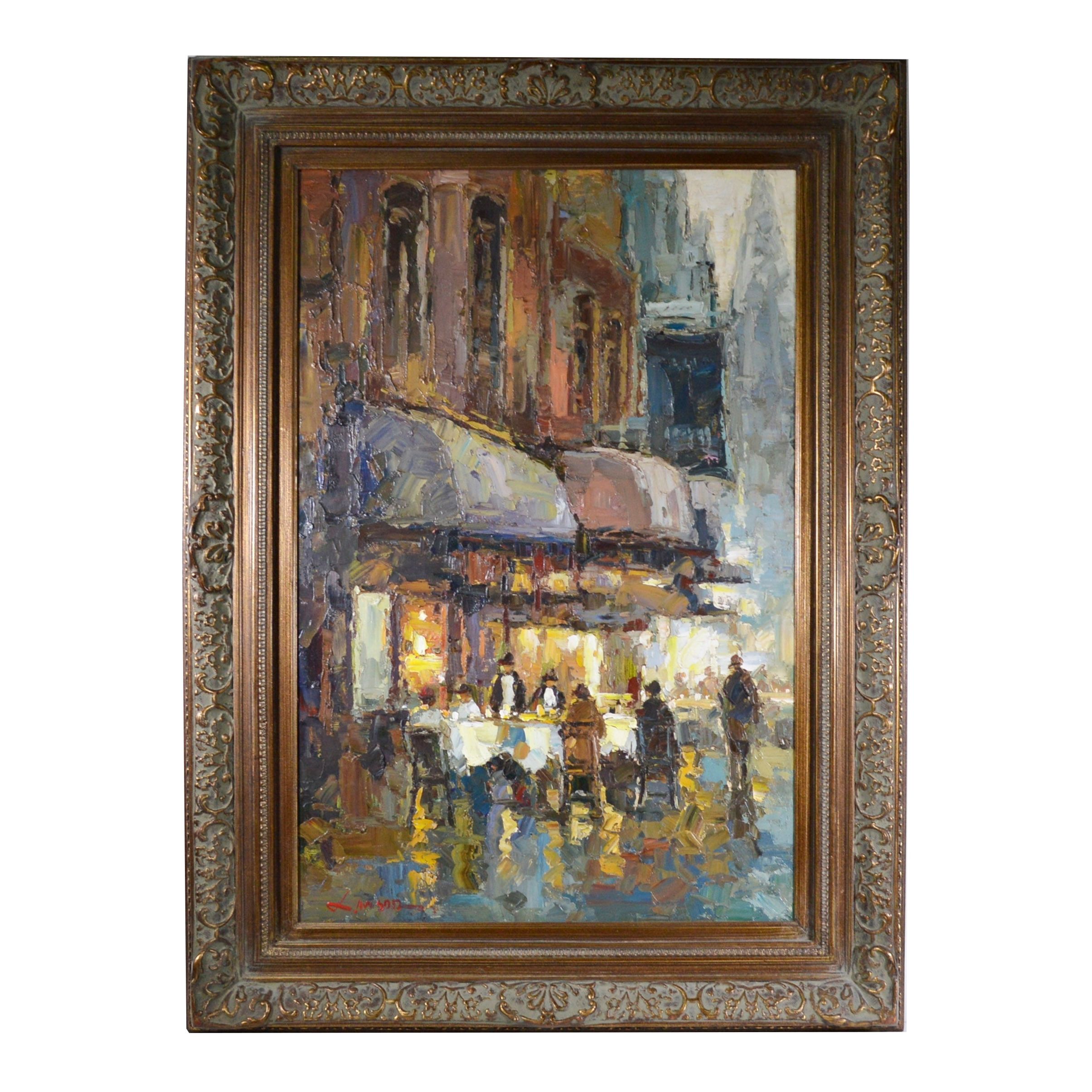 Oil Painting of Cafe Street Scene