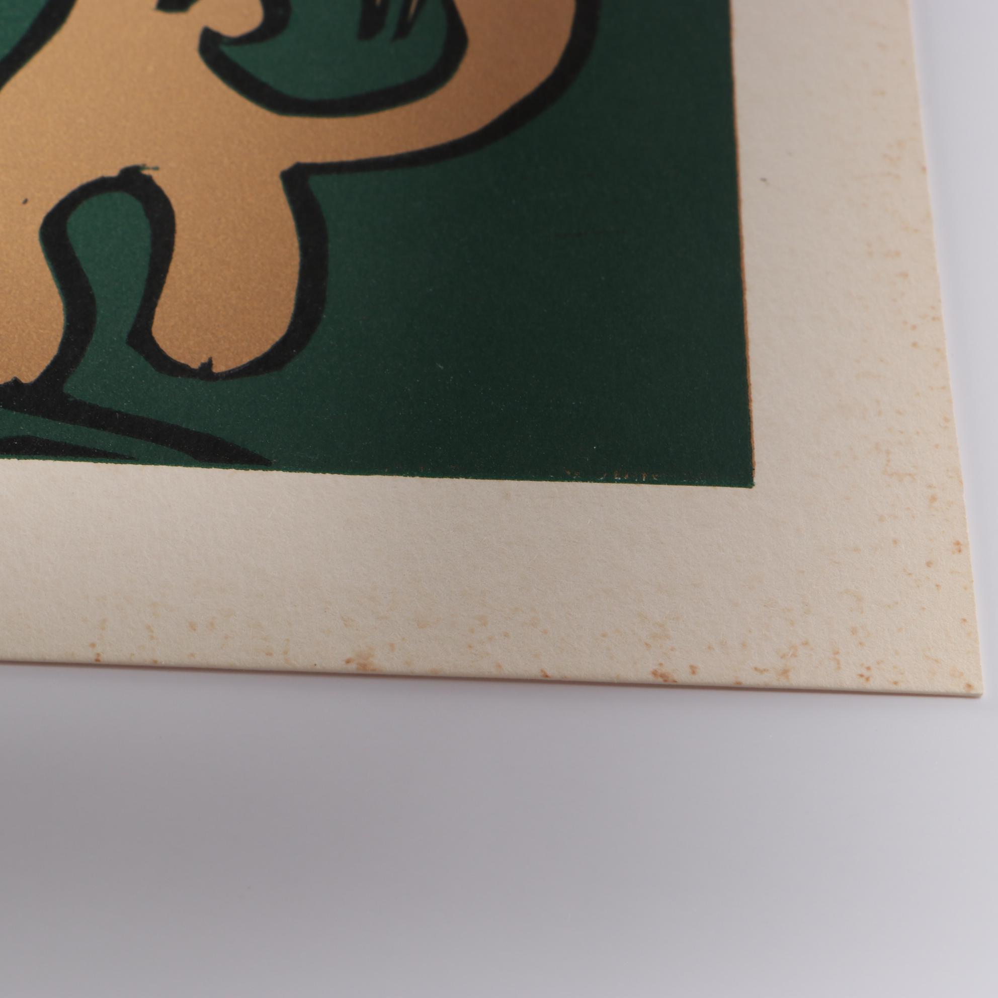 Pablo Picasso Color Linoleum Cut "Bacchanale"