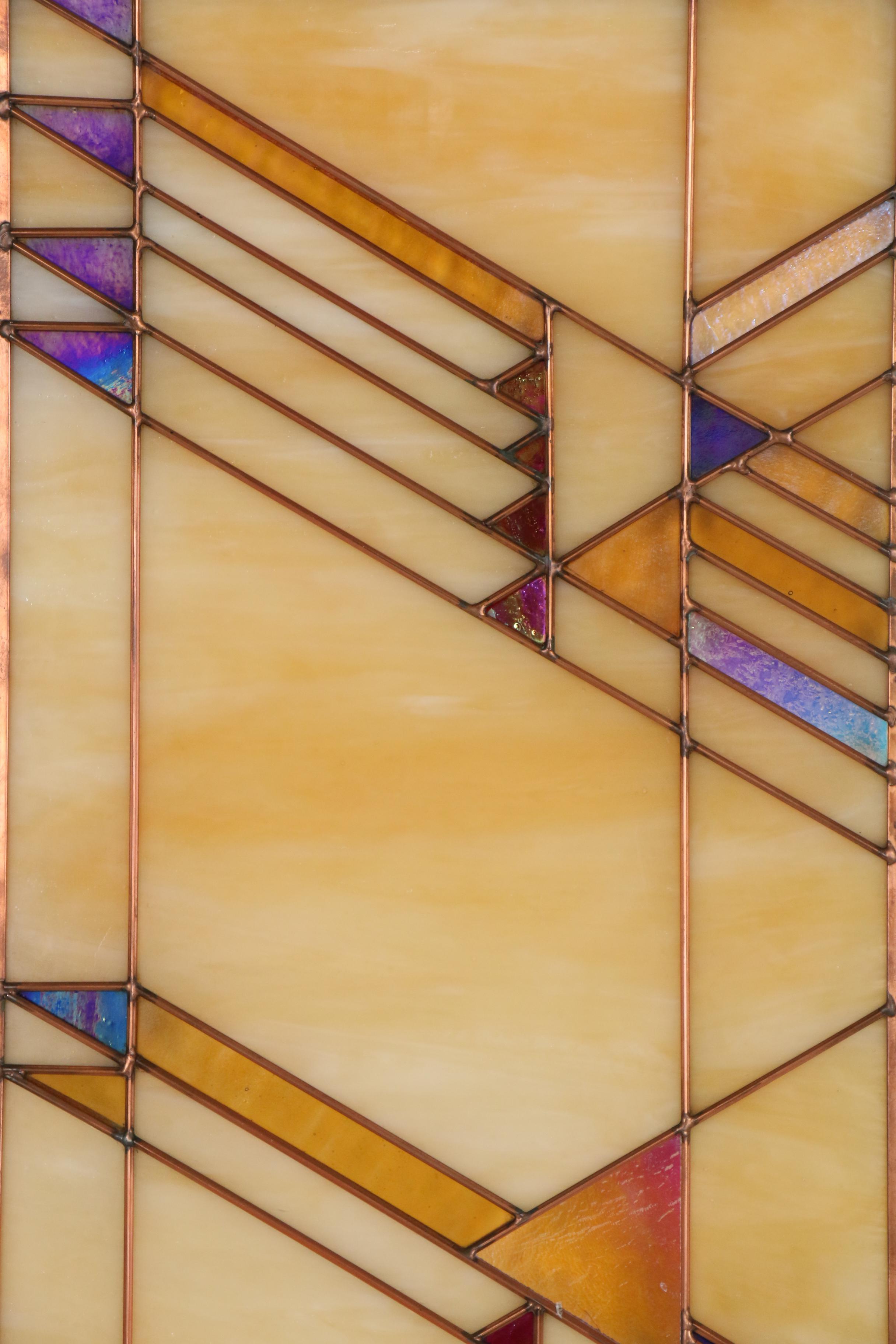 Arts and Crafts Style Geometric Stained Glass Window