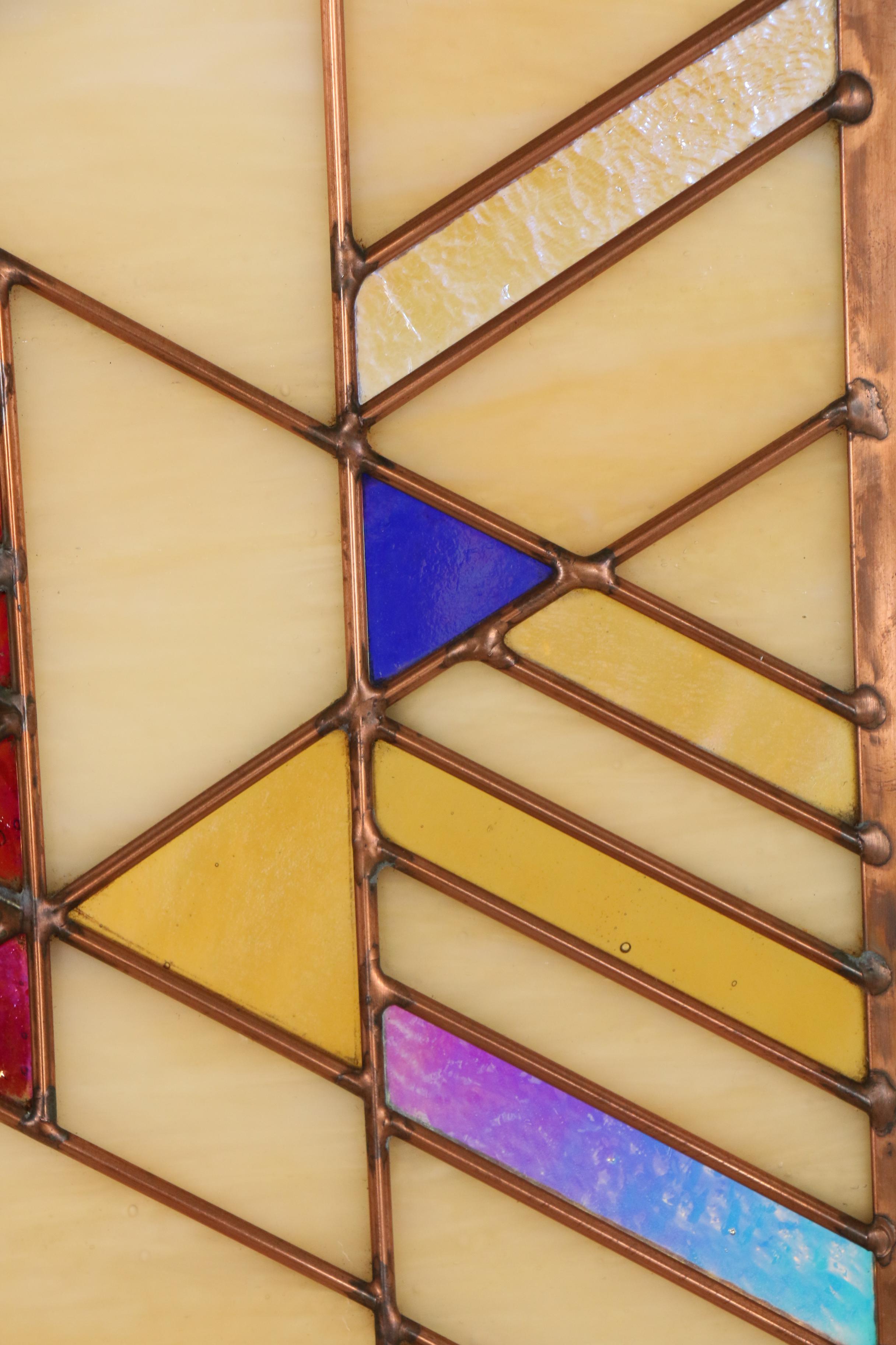 Arts and Crafts Style Geometric Stained Glass Window