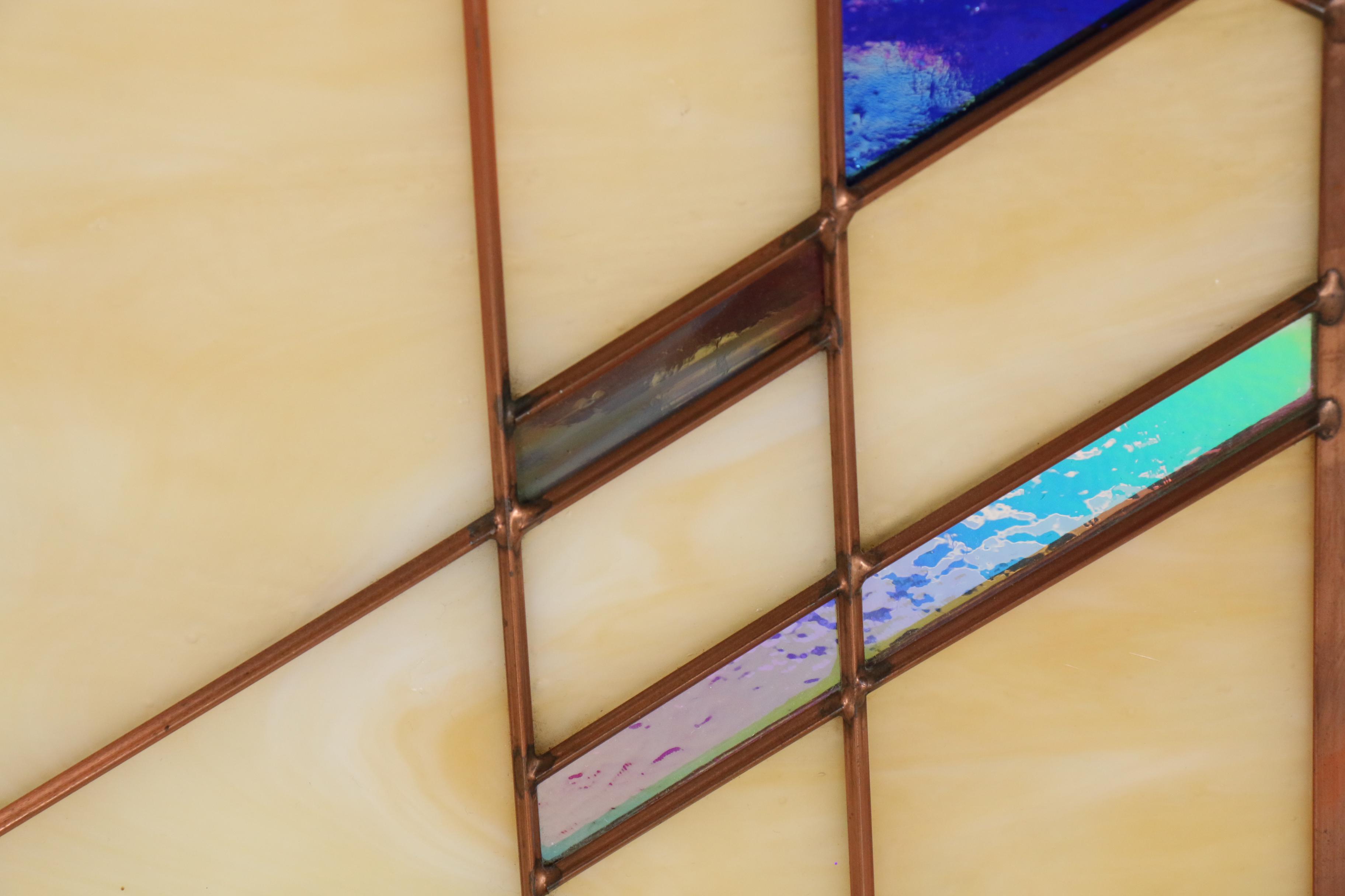 Arts and Crafts Style Geometric Stained Glass Window