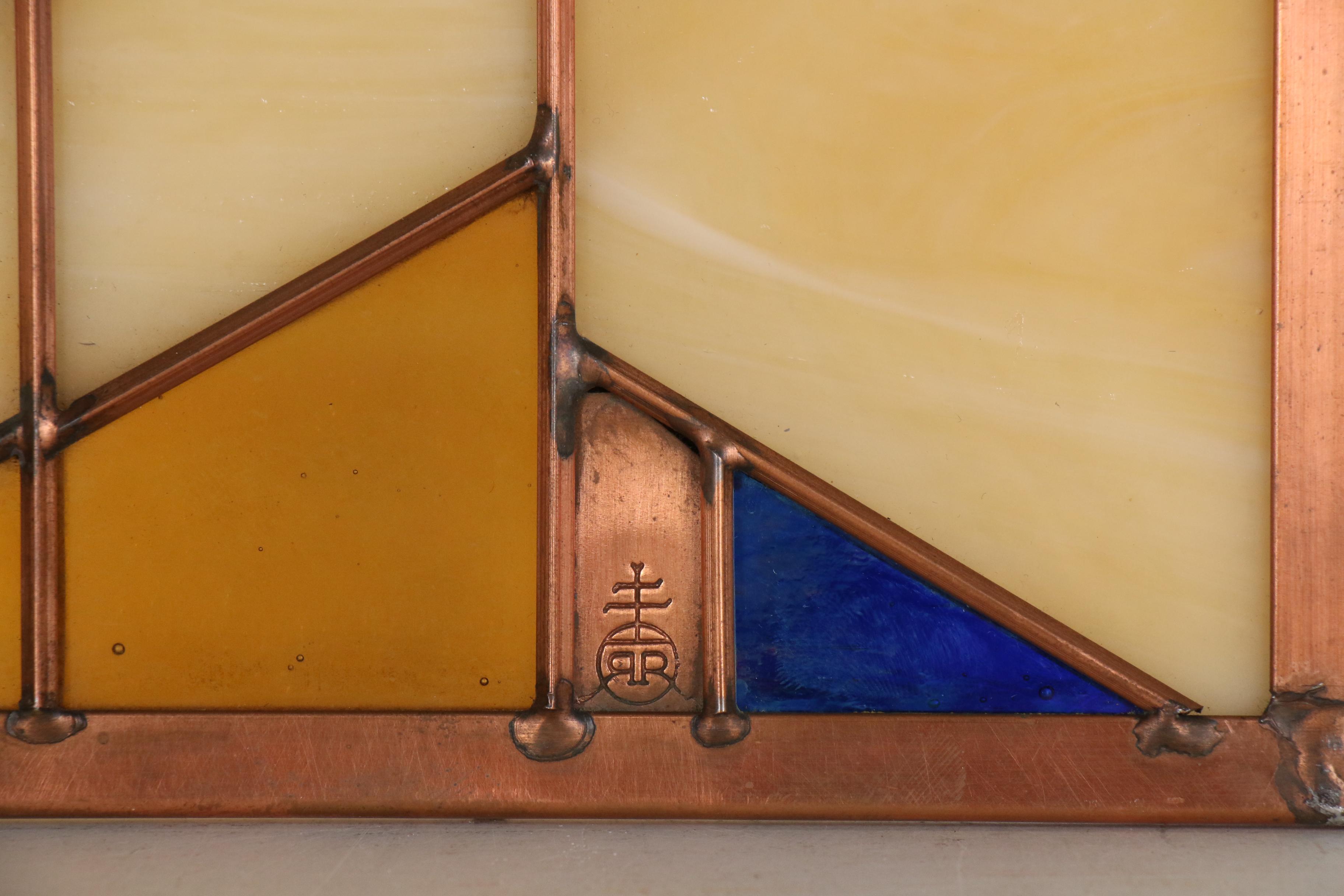 Arts and Crafts Style Geometric Stained Glass Window