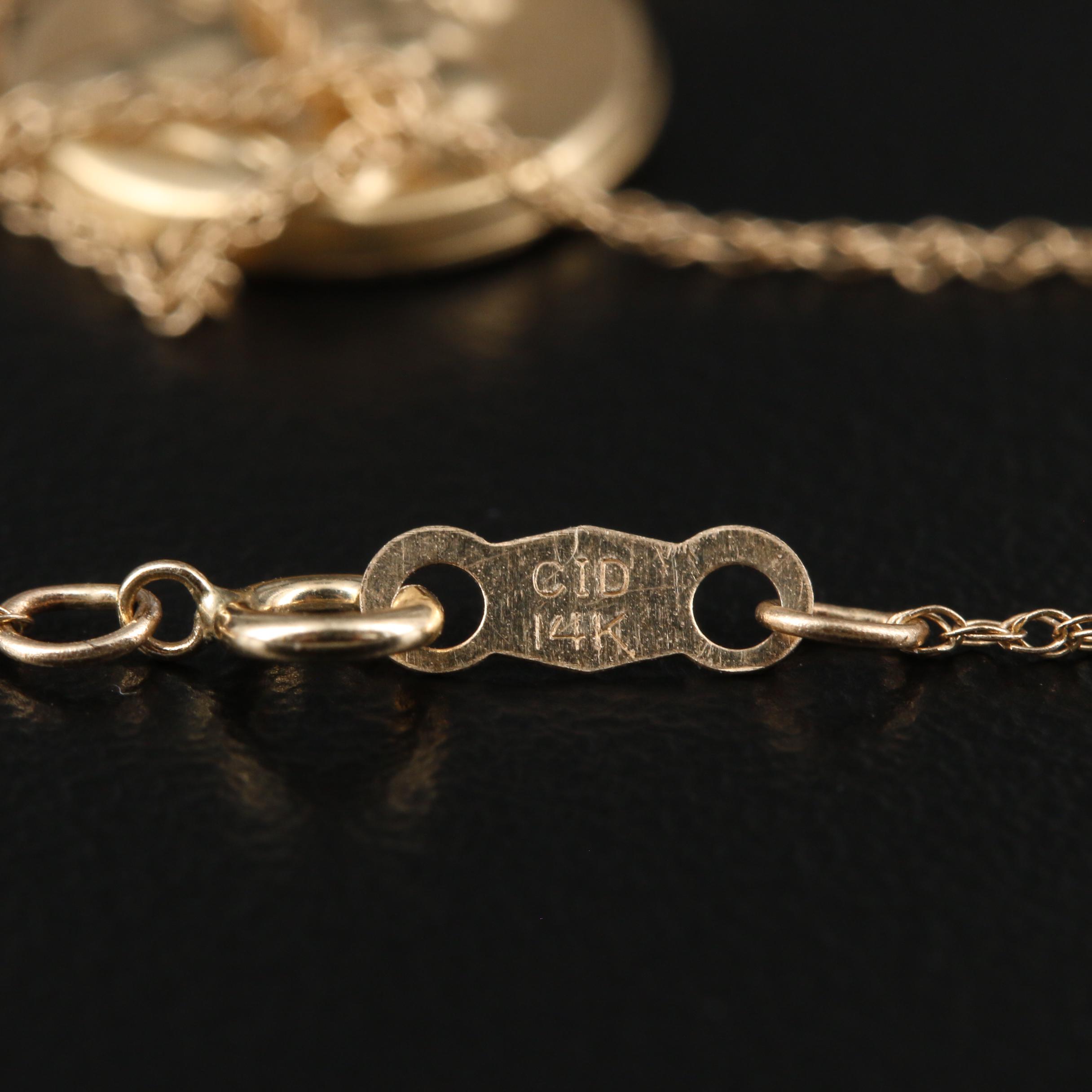 14K Yellow Gold Guardian Angel Pendant On Singapore Chain Necklace