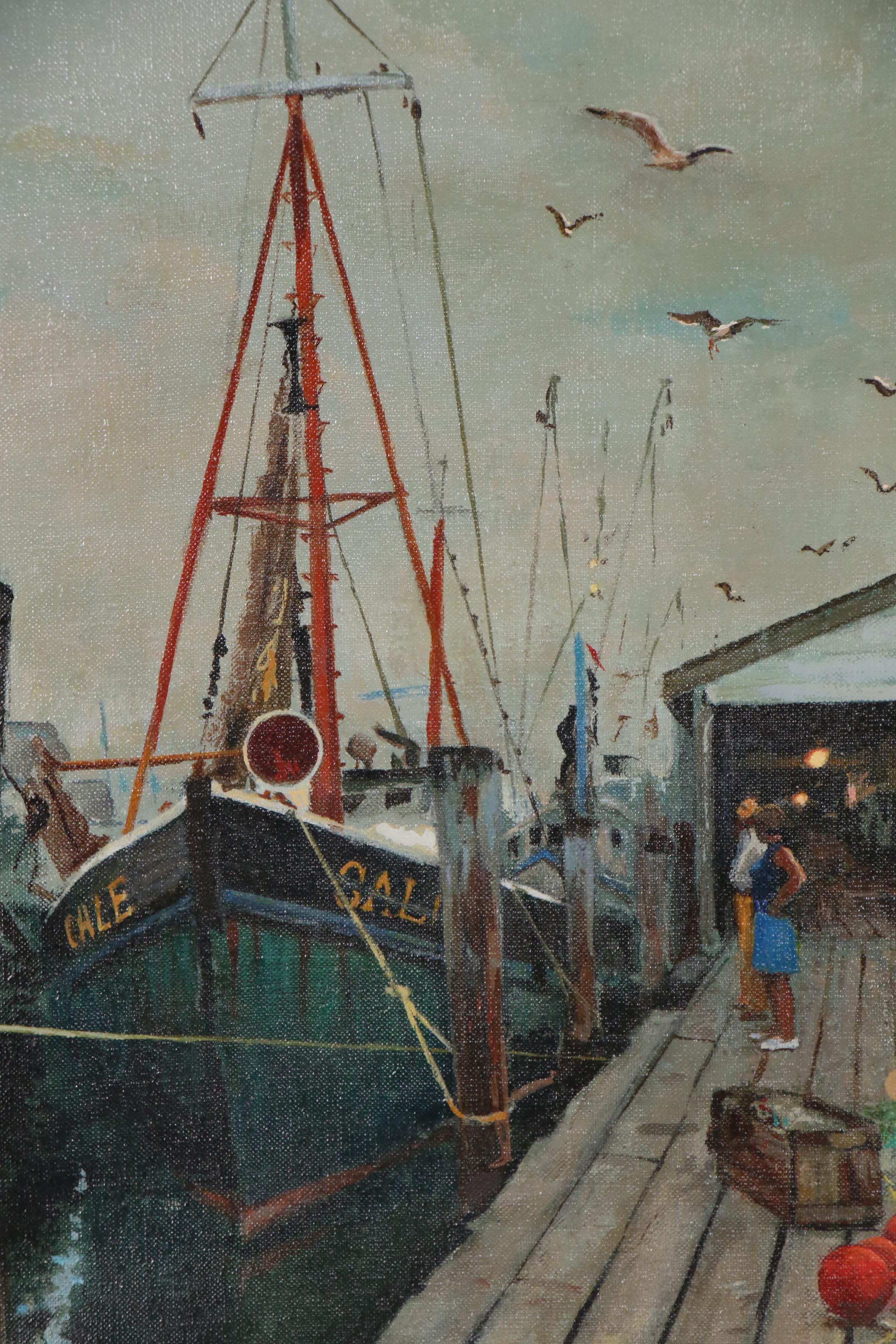 Mary E. Erckenbrack Oil Painting "Gloucester Dock Scene"