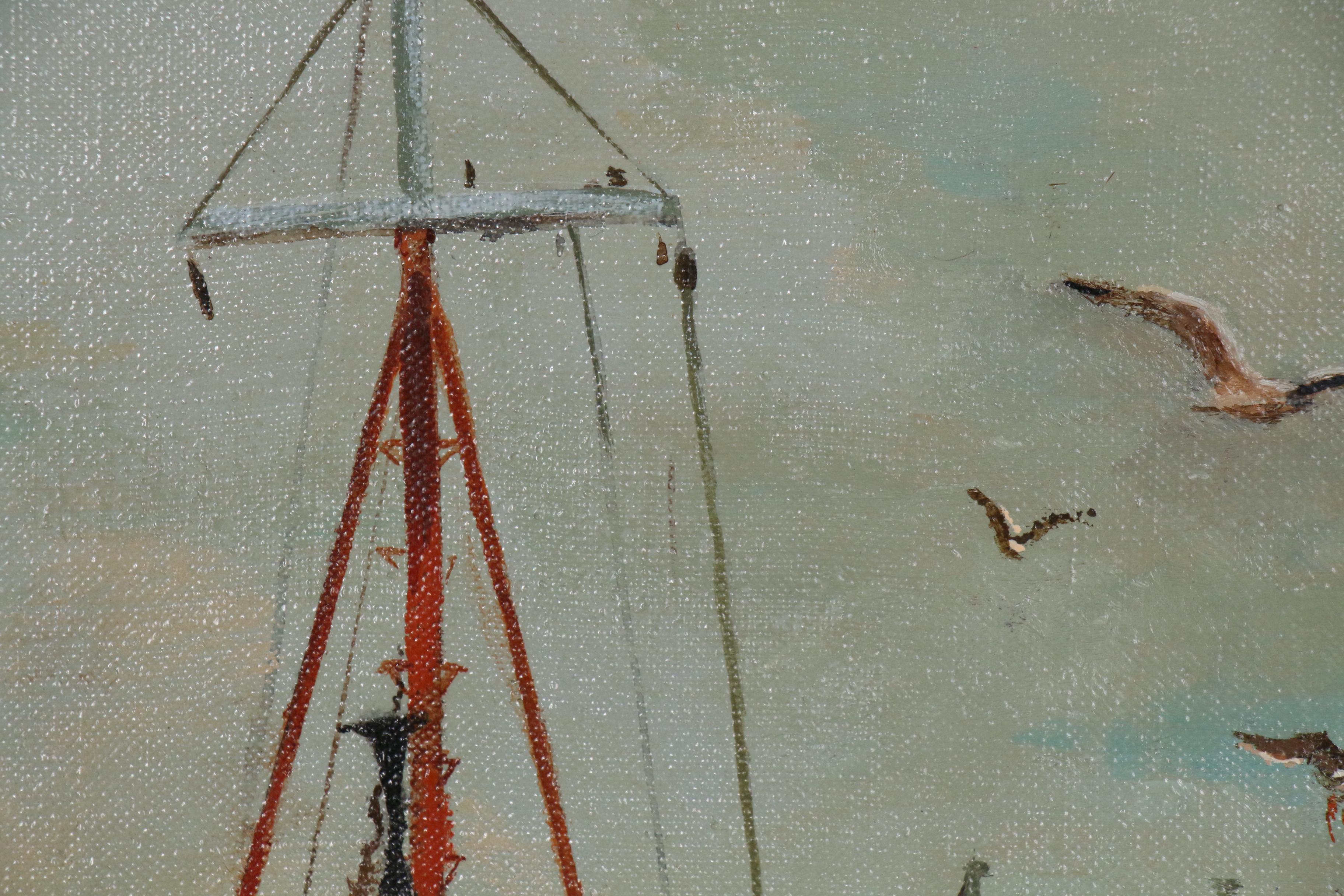 Mary E. Erckenbrack Oil Painting "Gloucester Dock Scene"