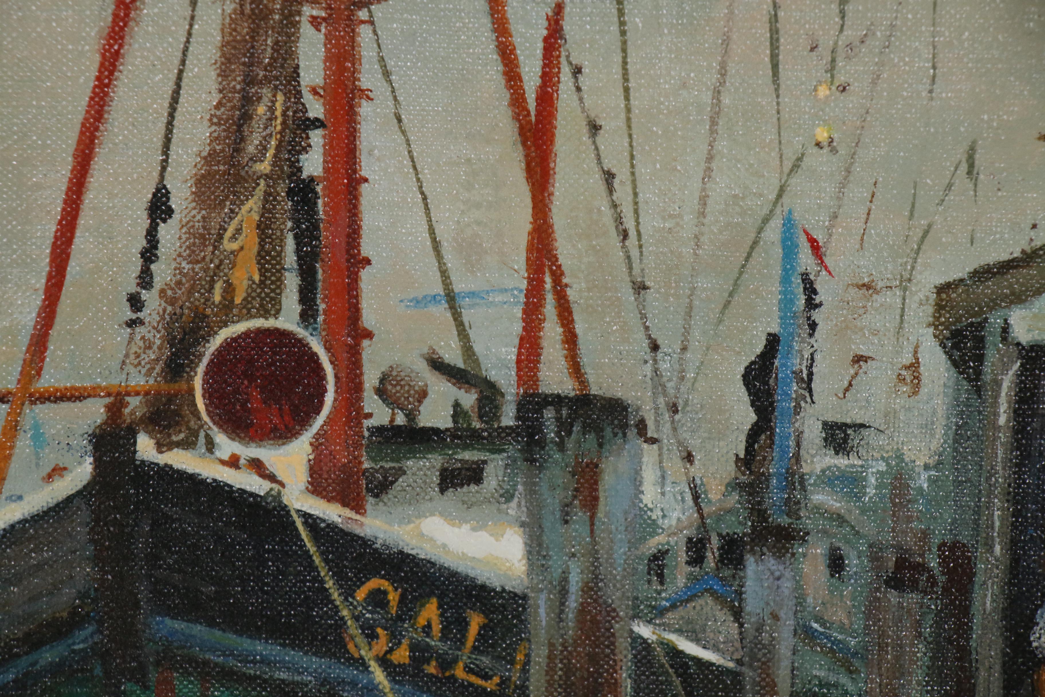 Mary E. Erckenbrack Oil Painting "Gloucester Dock Scene"