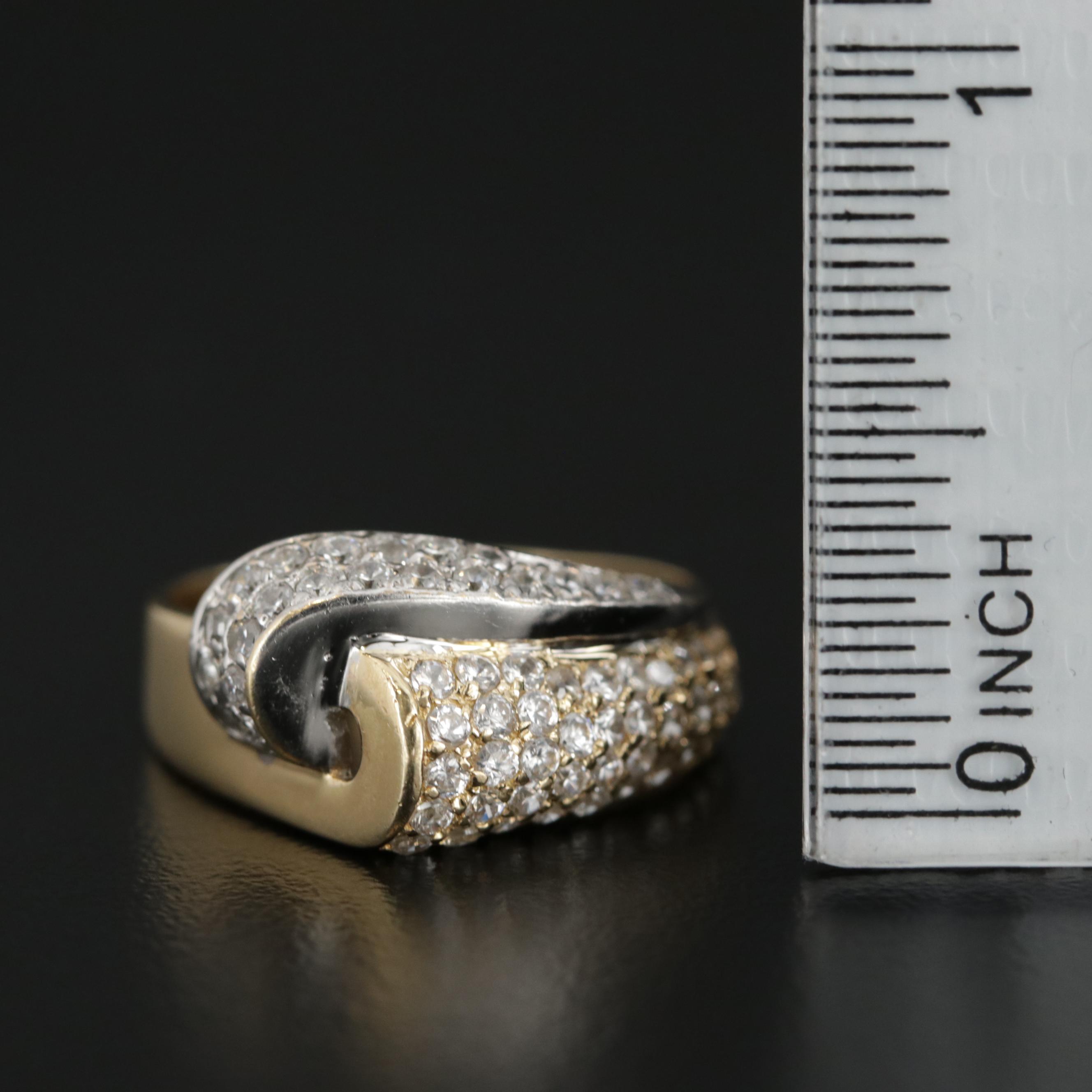 14K Yellow and White Gold Cubic Zirconia Pave Ring