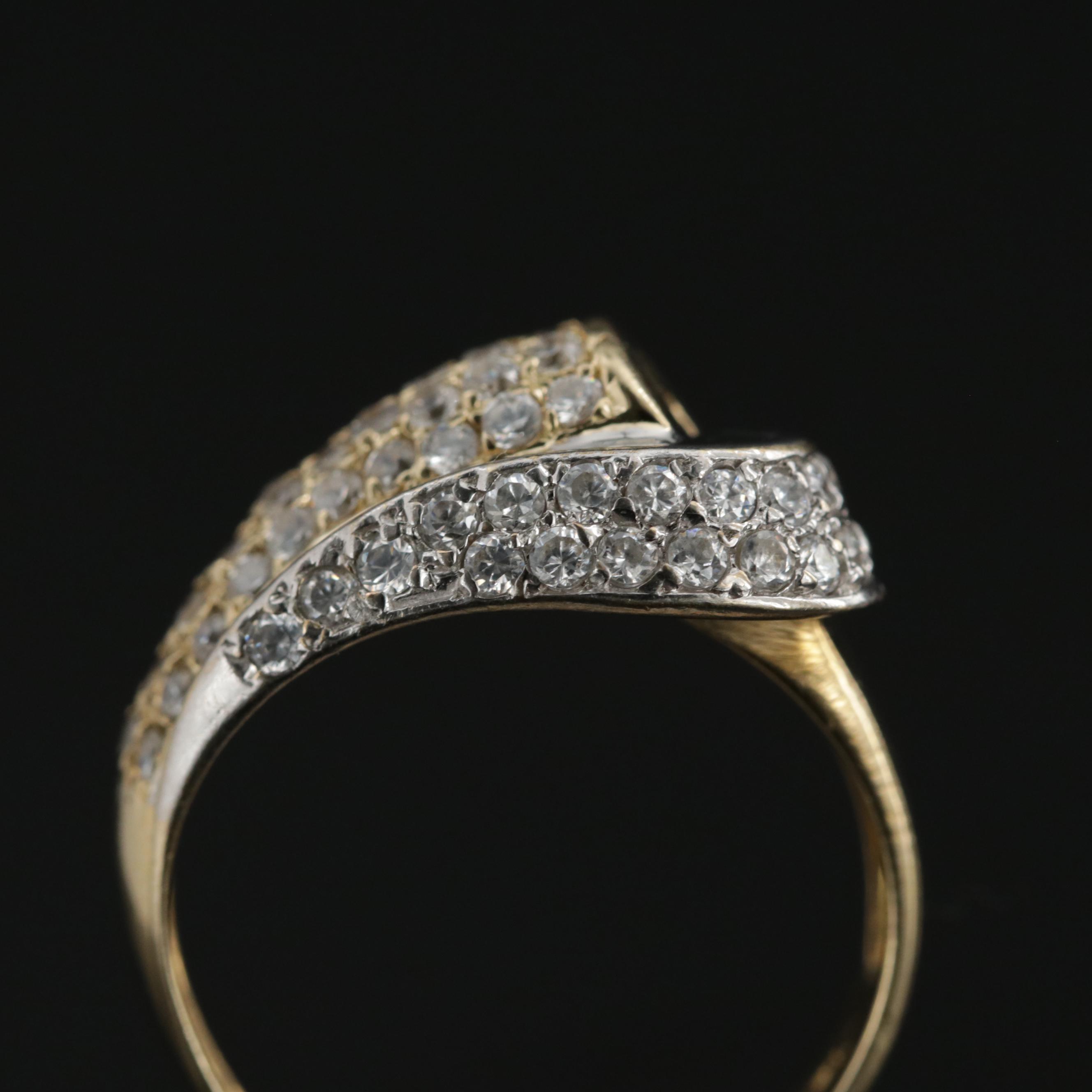 14K Yellow and White Gold Cubic Zirconia Pave Ring