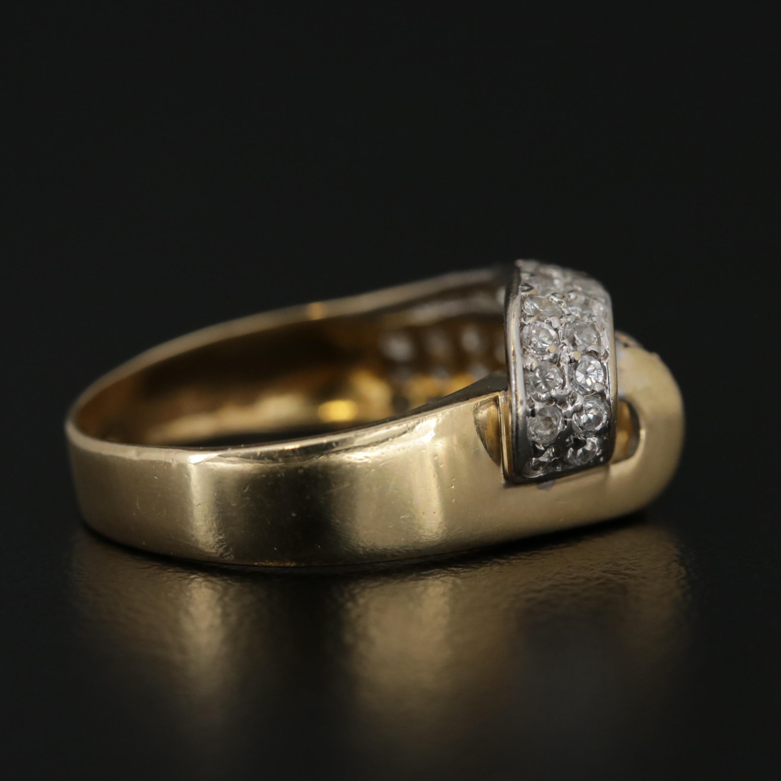 14K Yellow and White Gold Cubic Zirconia Pave Ring