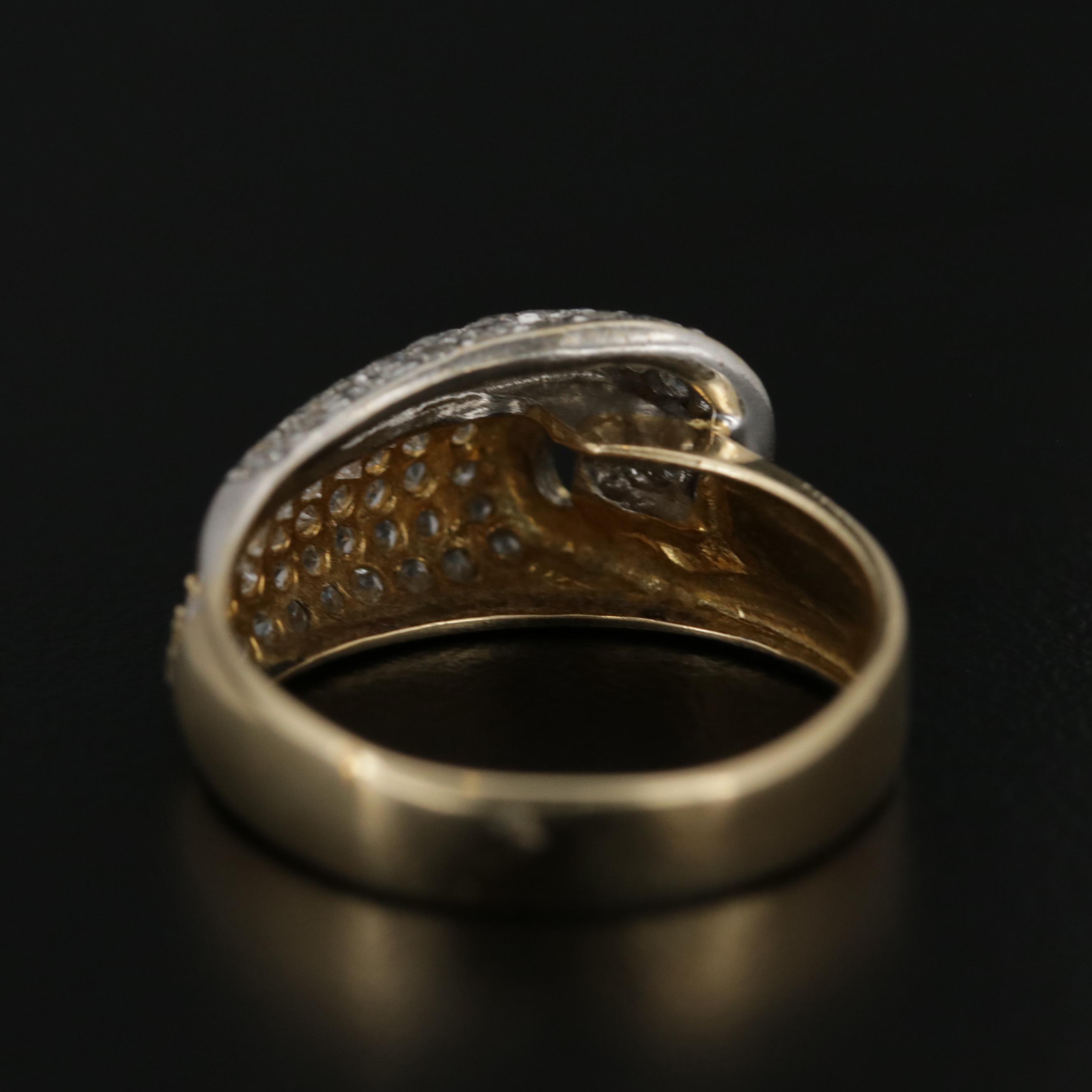 14K Yellow and White Gold Cubic Zirconia Pave Ring