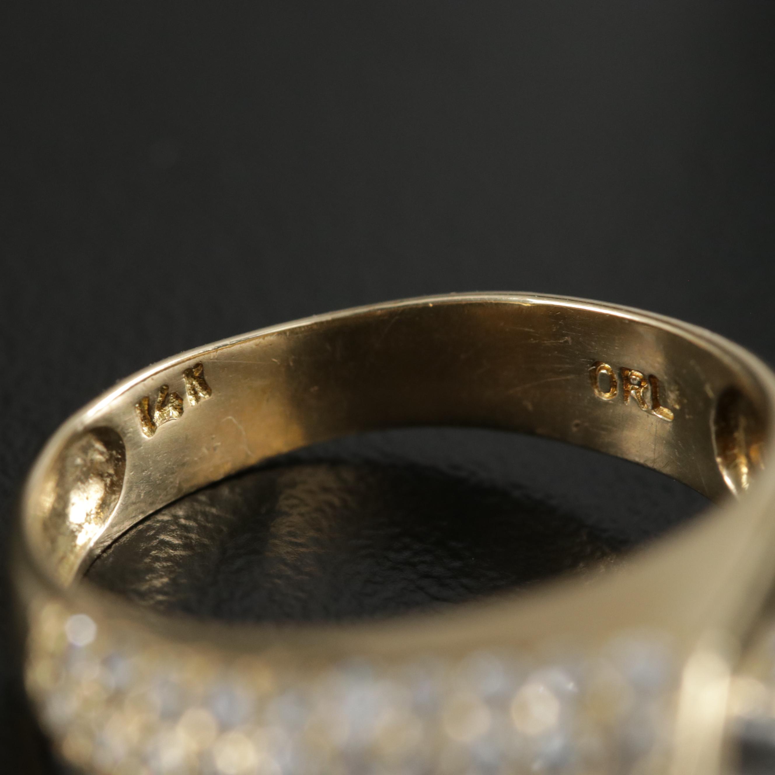 14K Yellow and White Gold Cubic Zirconia Pave Ring