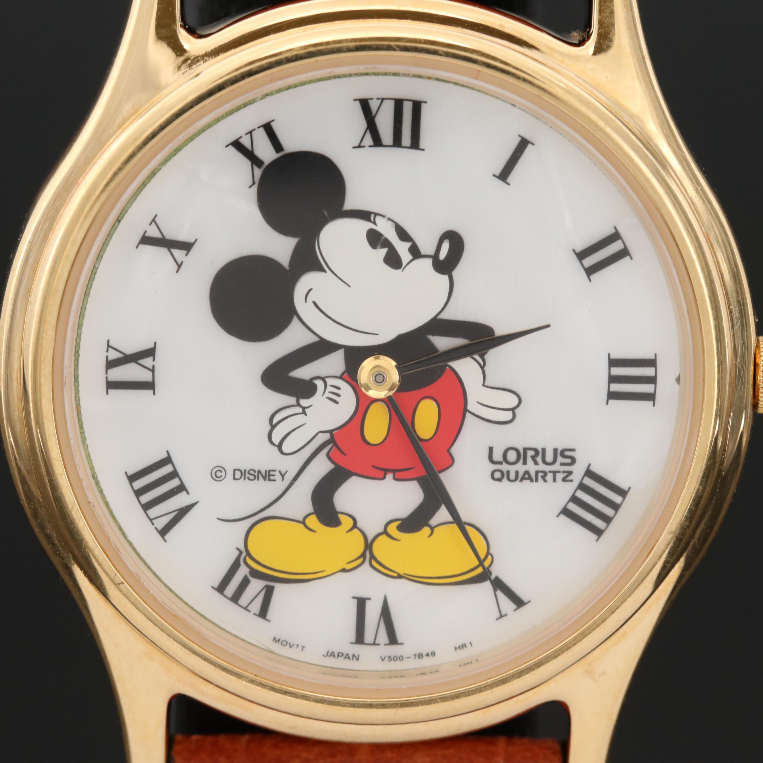 Lorus Mickey Mouse Gold Tone Watch with Mother of Pearl Dial