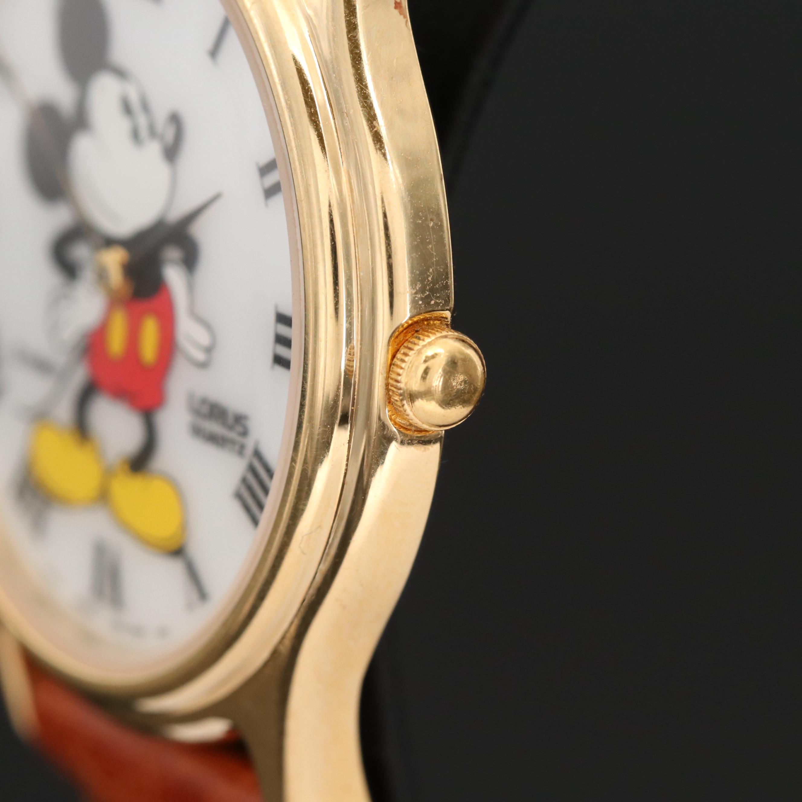 Lorus Mickey Mouse Gold Tone Watch with Mother of Pearl Dial