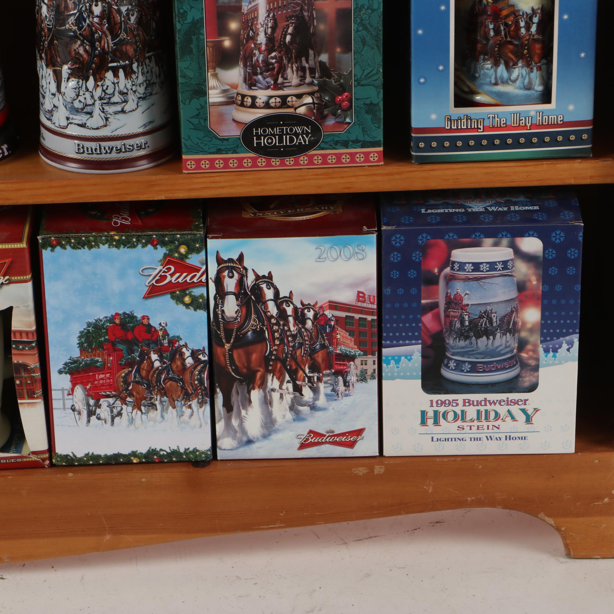 Budweiser Clydesdale Hanging Light-Up Sign With Clock And Budweiser Mug Display