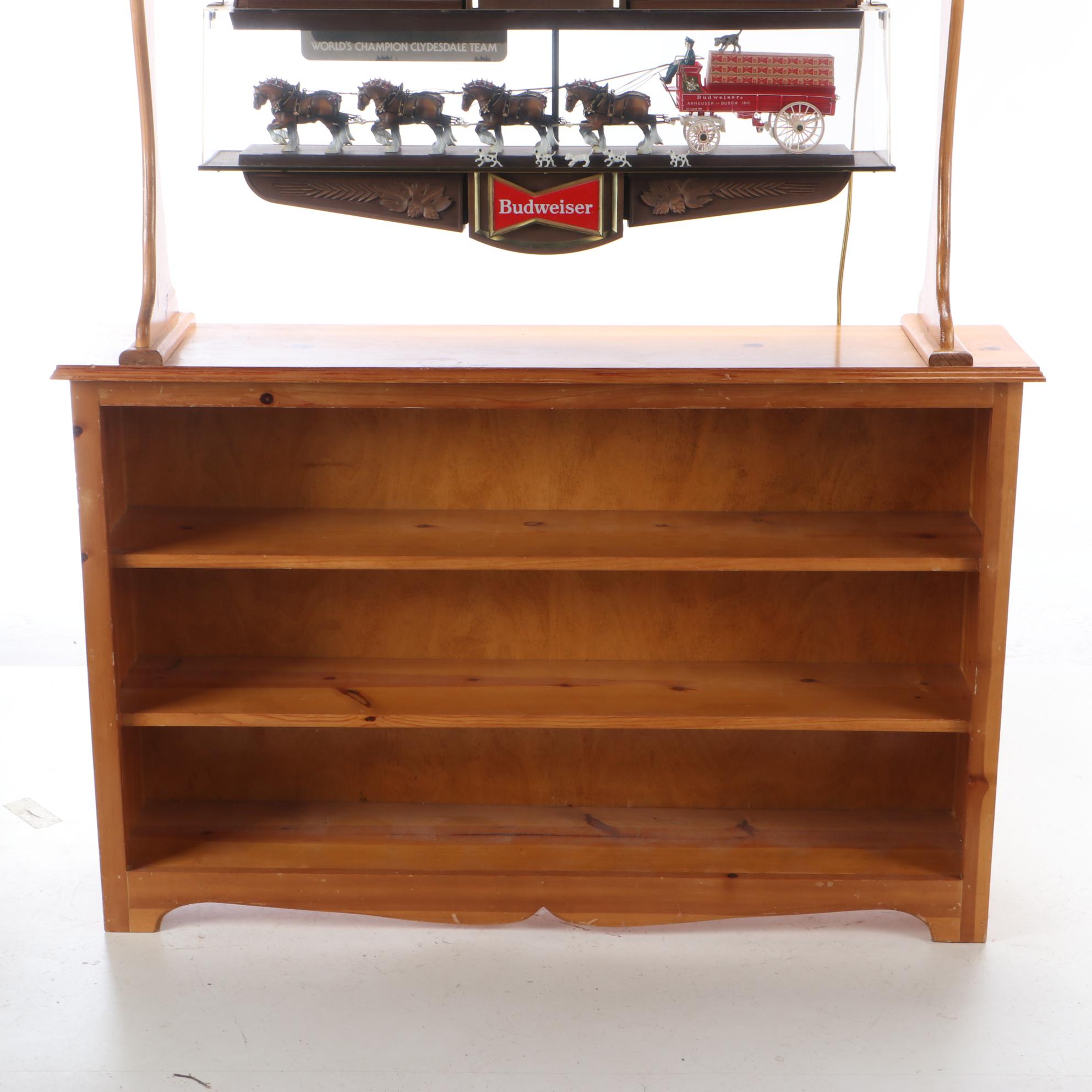 Budweiser Clydesdale Hanging Light-Up Sign With Clock And Budweiser Mug Display