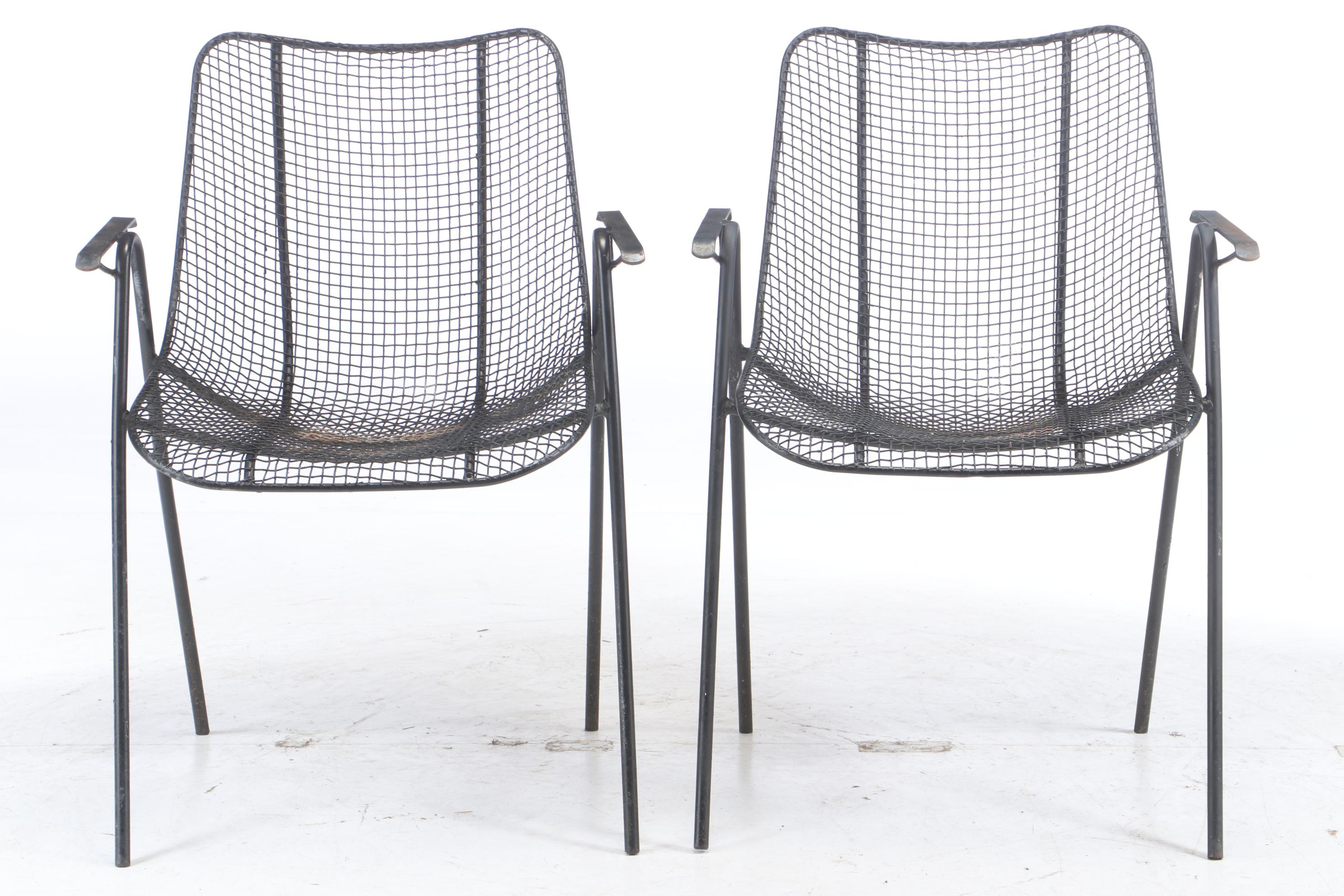 Four Russell Woodard Mid Century Modern Wire Patio Chairs