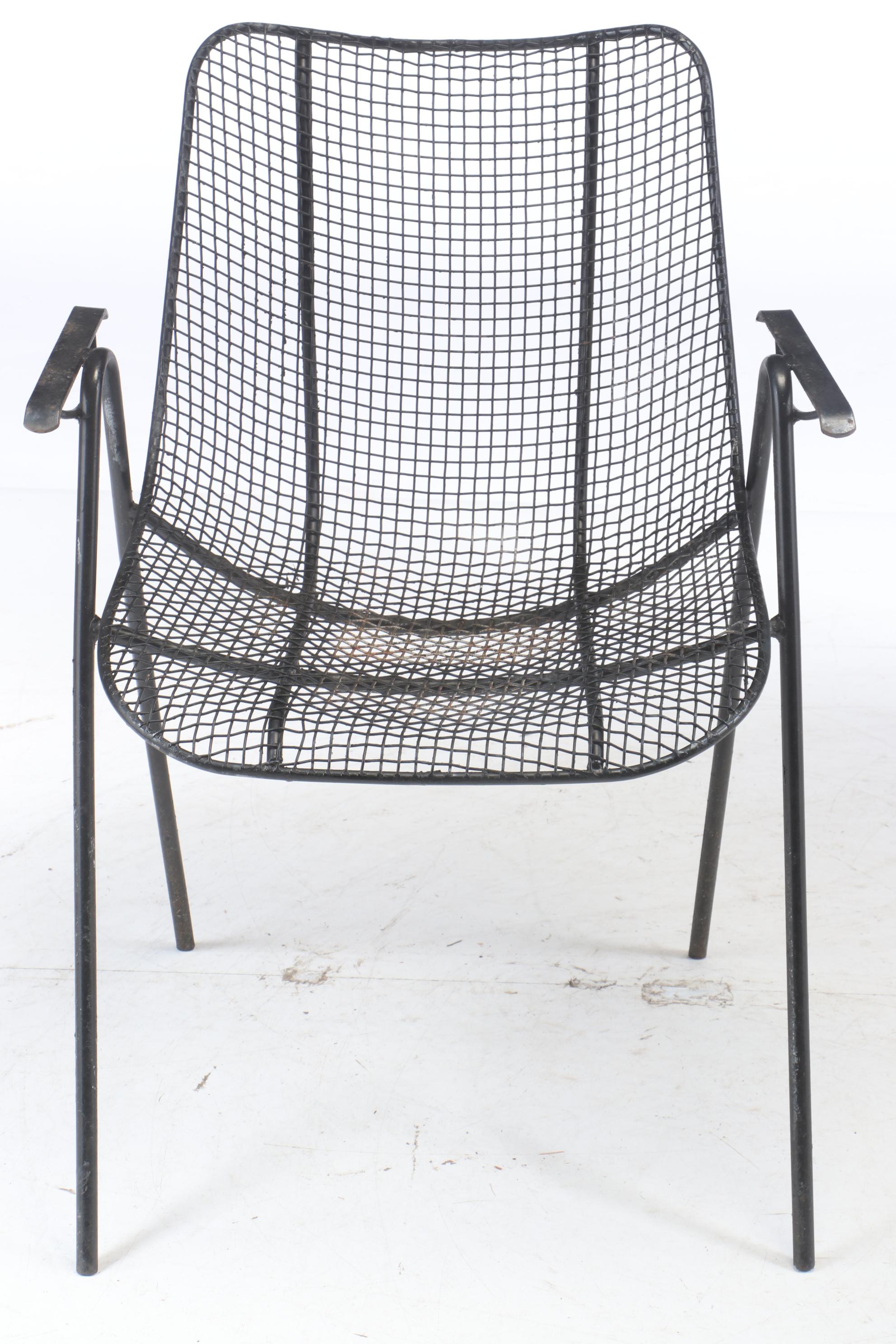 Four Russell Woodard Mid Century Modern Wire Patio Chairs
