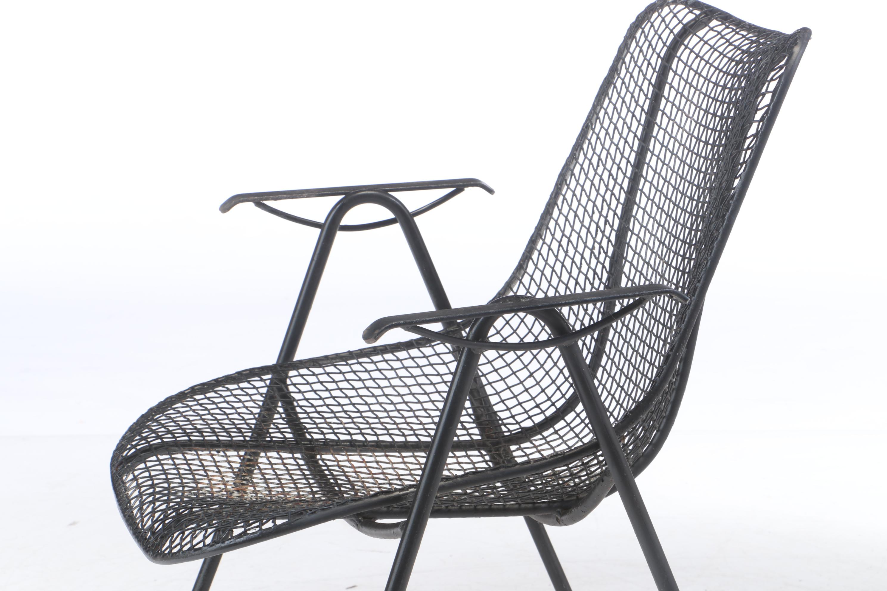 Four Russell Woodard Mid Century Modern Wire Patio Chairs
