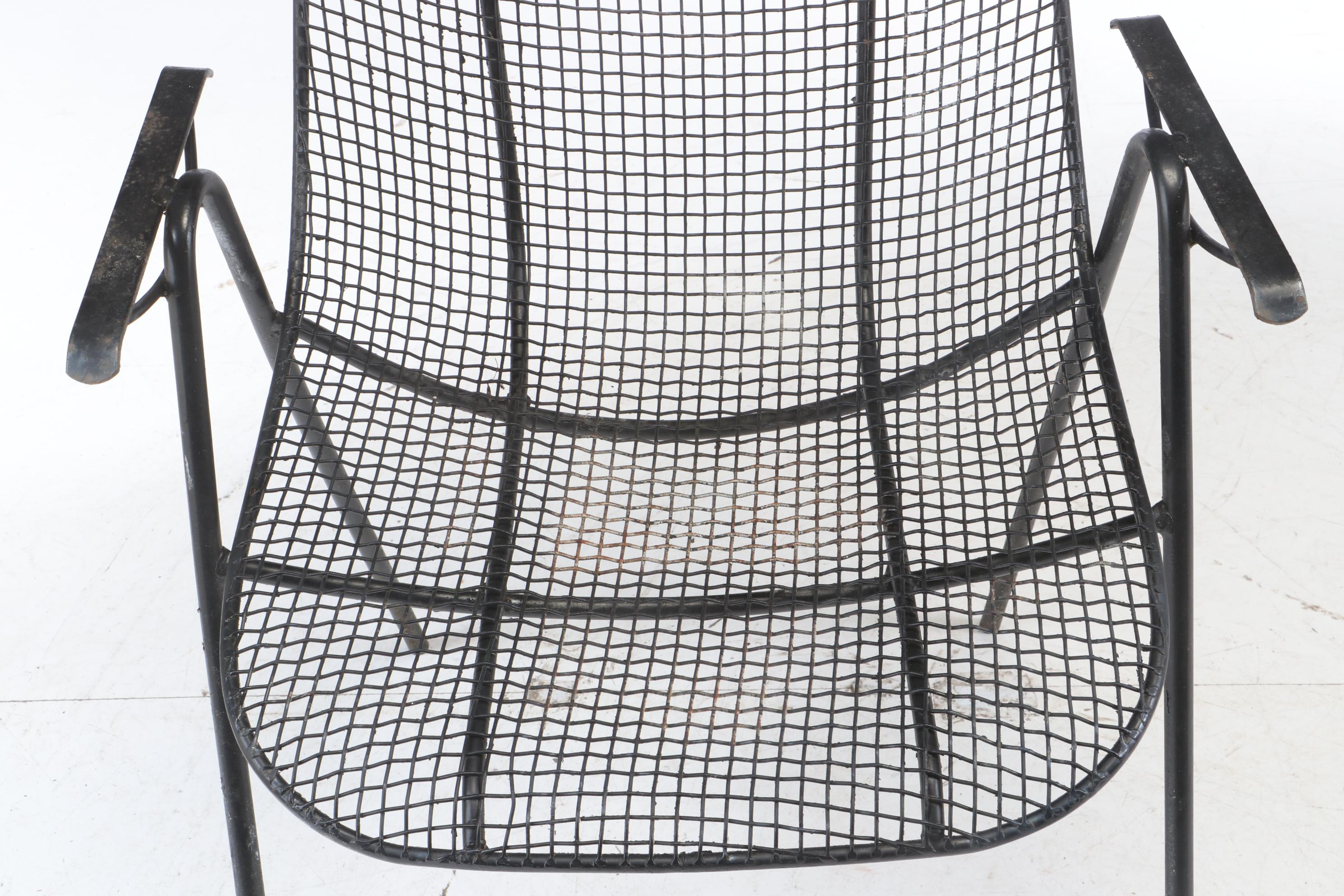 Four Russell Woodard Mid Century Modern Wire Patio Chairs