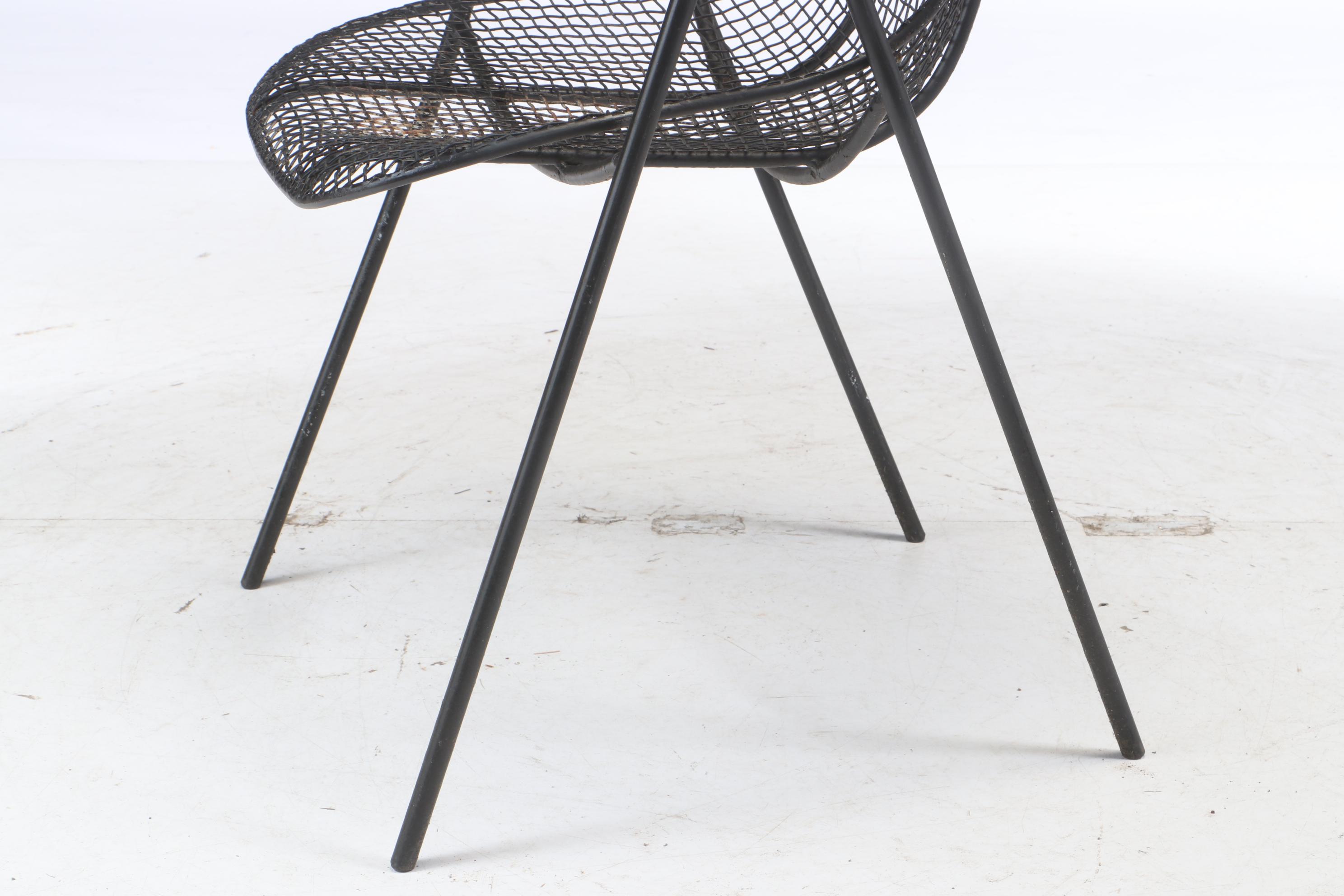 Four Russell Woodard Mid Century Modern Wire Patio Chairs