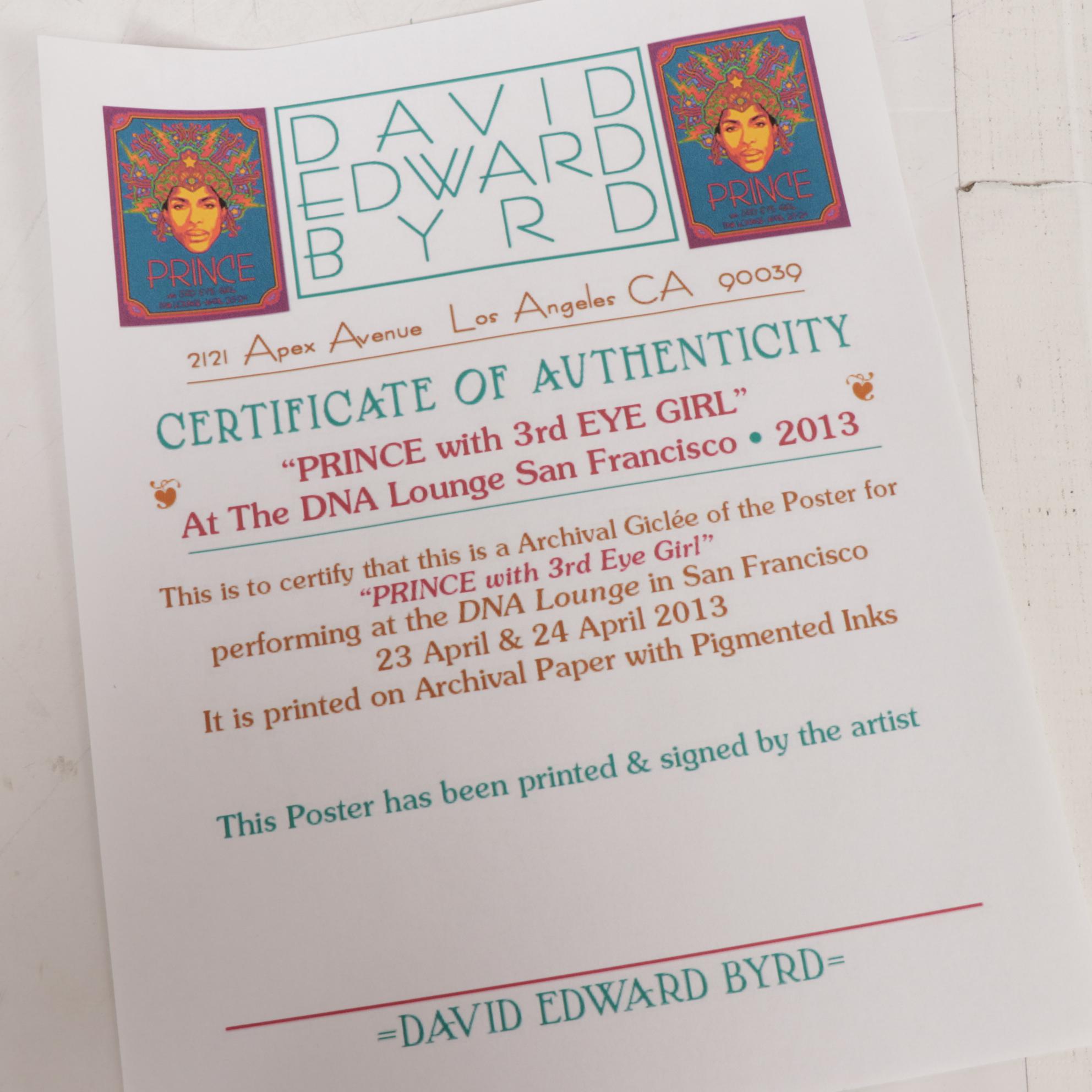 David Edward Byrd Giclée Poster "Prince with 3rd Eye Girl - 2013"