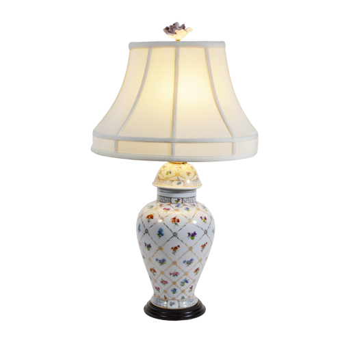Hand-Painted Porcelain Ginger Jar Table Lamp, Late 20th Century
