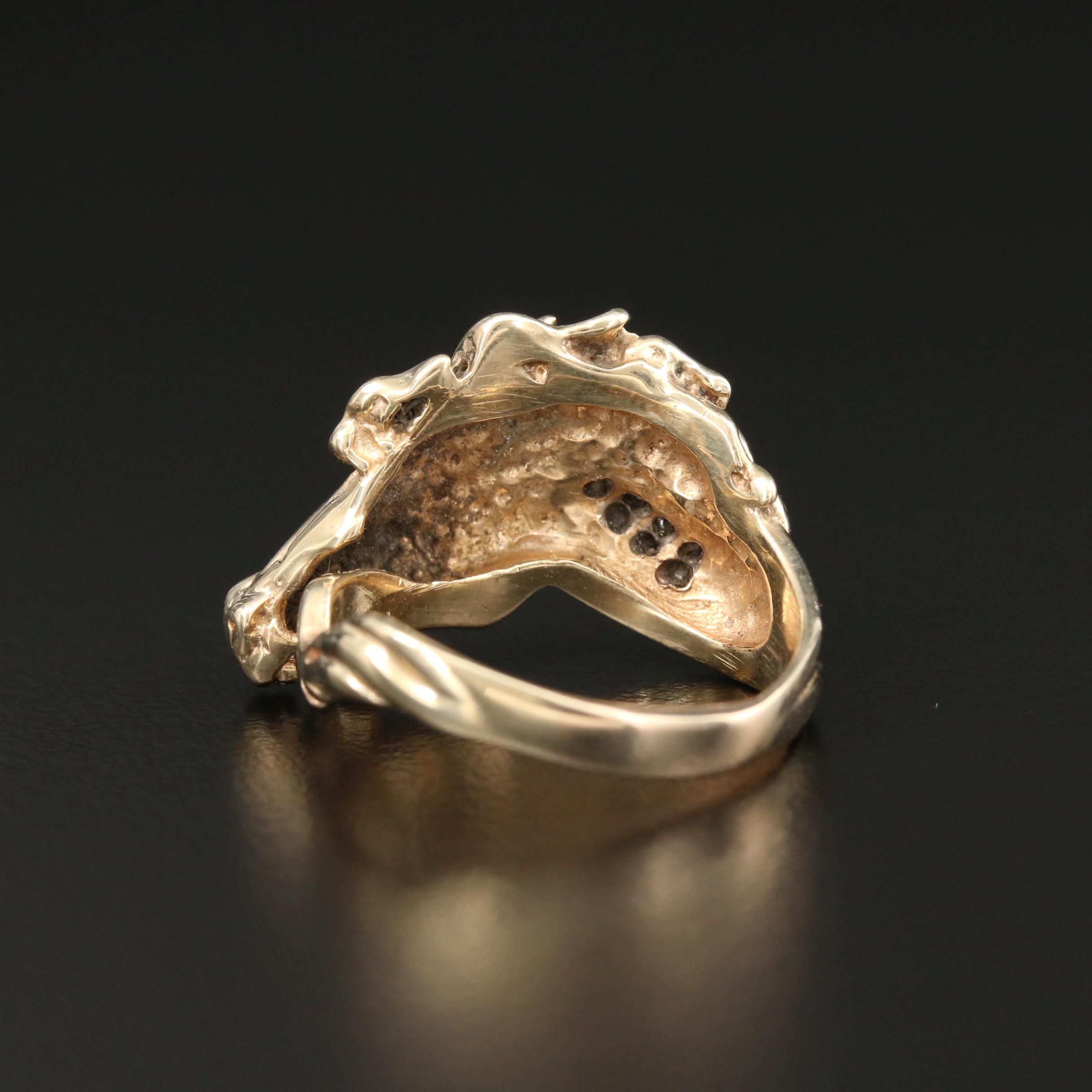 10K Yellow Gold Diamond Horse Motif Ring