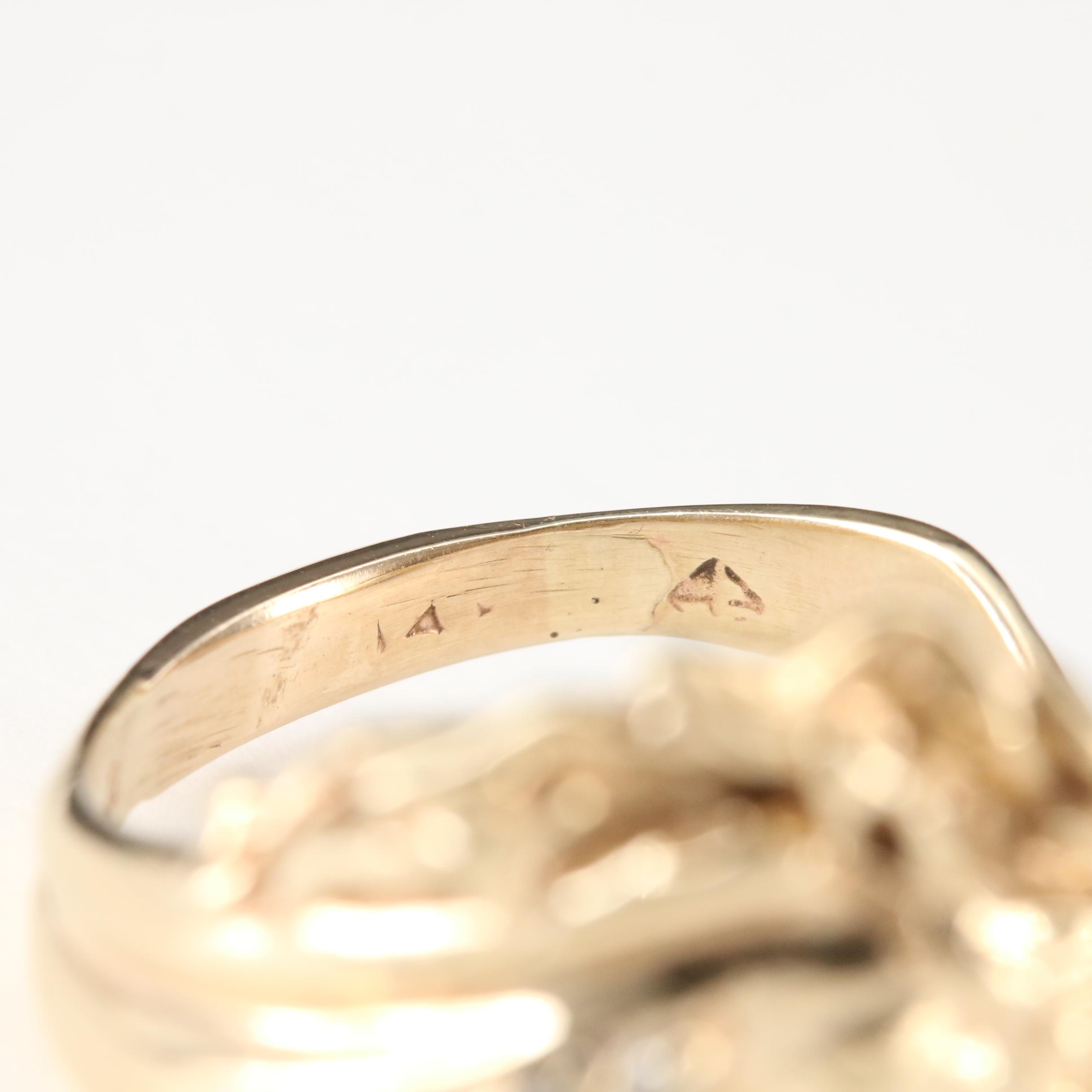 10K Yellow Gold Diamond Horse Motif Ring