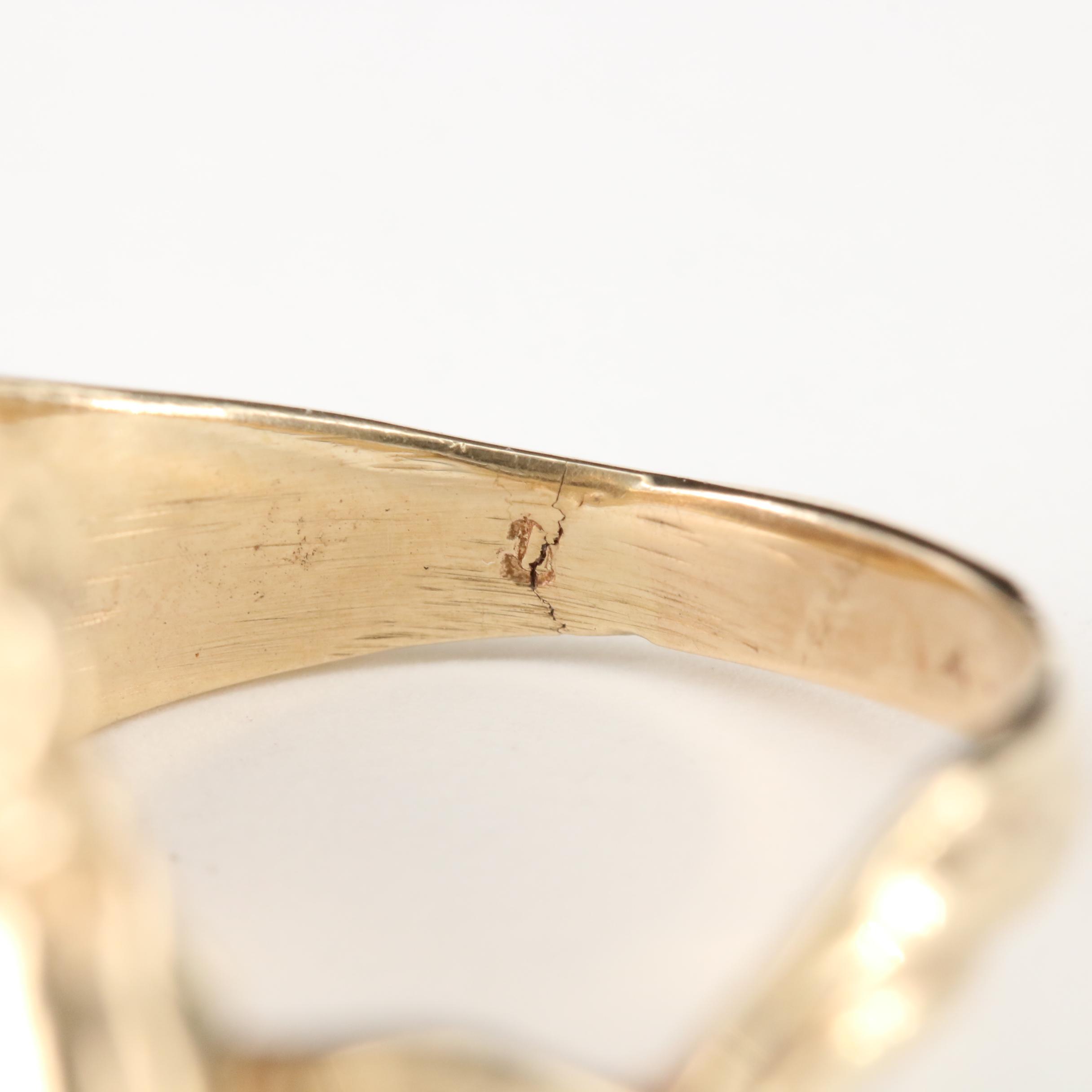 10K Yellow Gold Diamond Horse Motif Ring