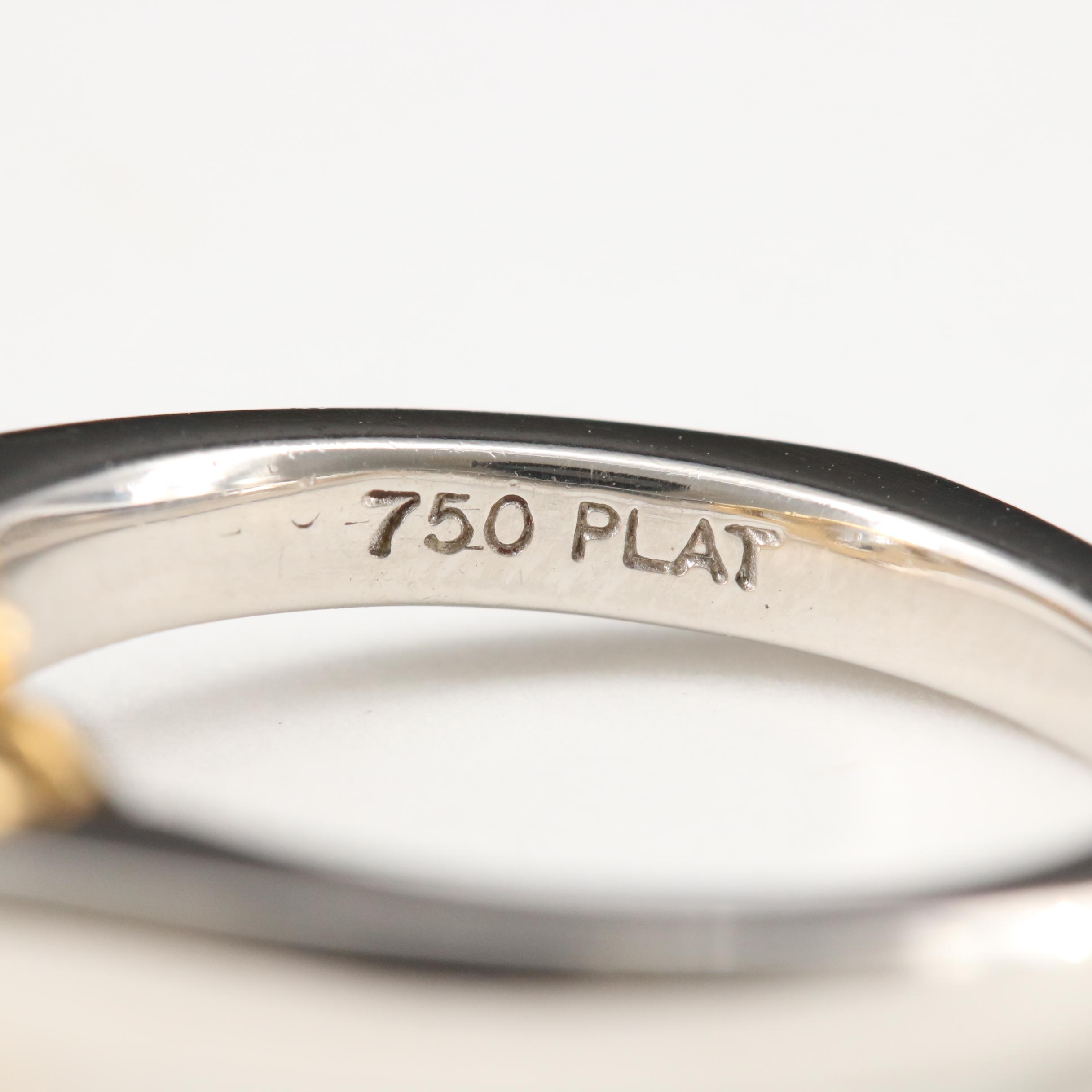 Platinum Diamond Semi-Mount Ring with 18K Yellow Gold Heads