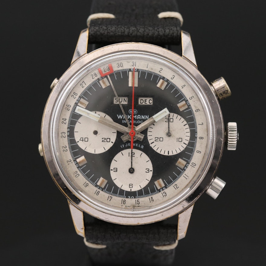 Wakmann Triple Calendar Chronograph Wristwatch, Vintage