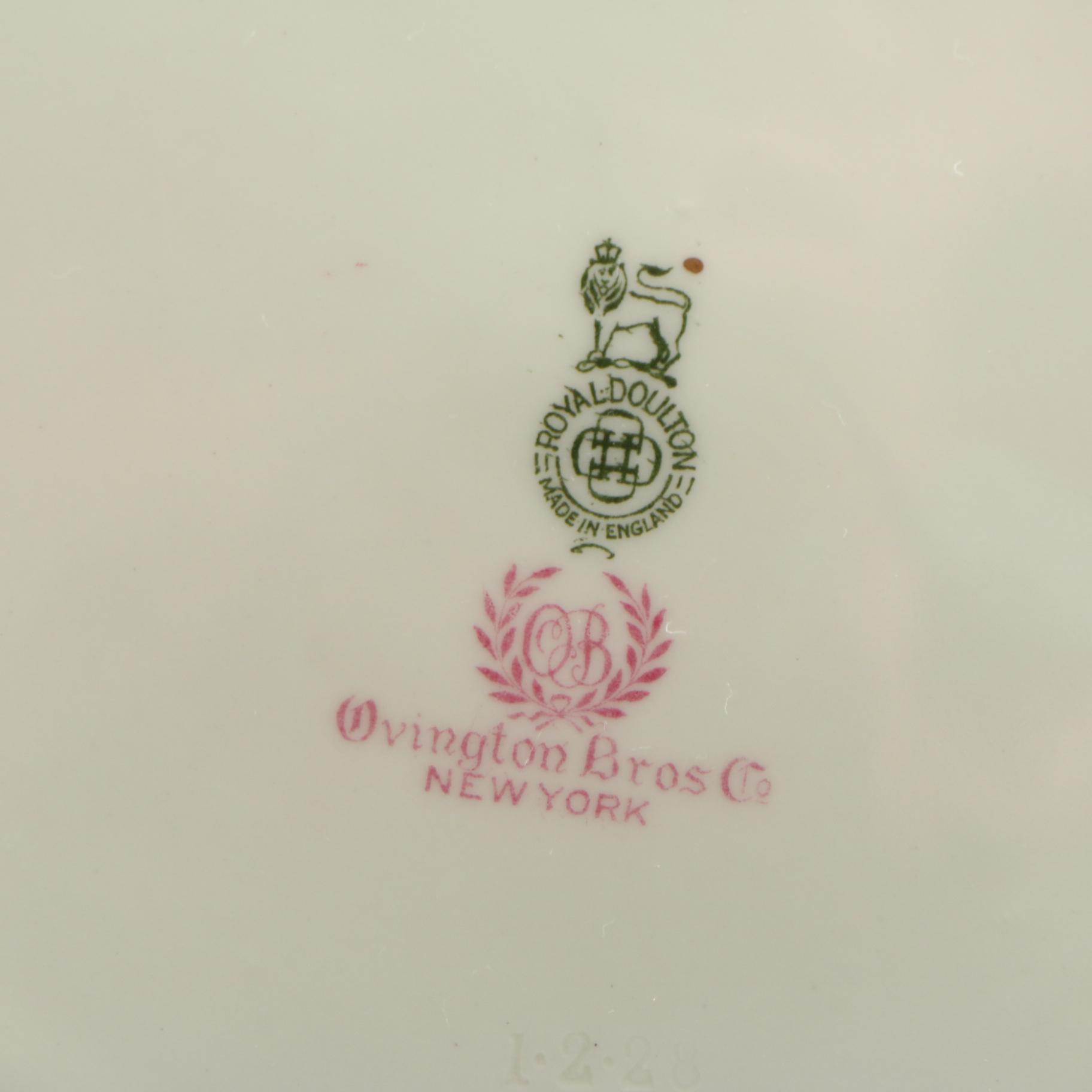 Royal Doulton for Ovington Bros. Co. Cobalt and Gilt Porcelain Dinner Plates