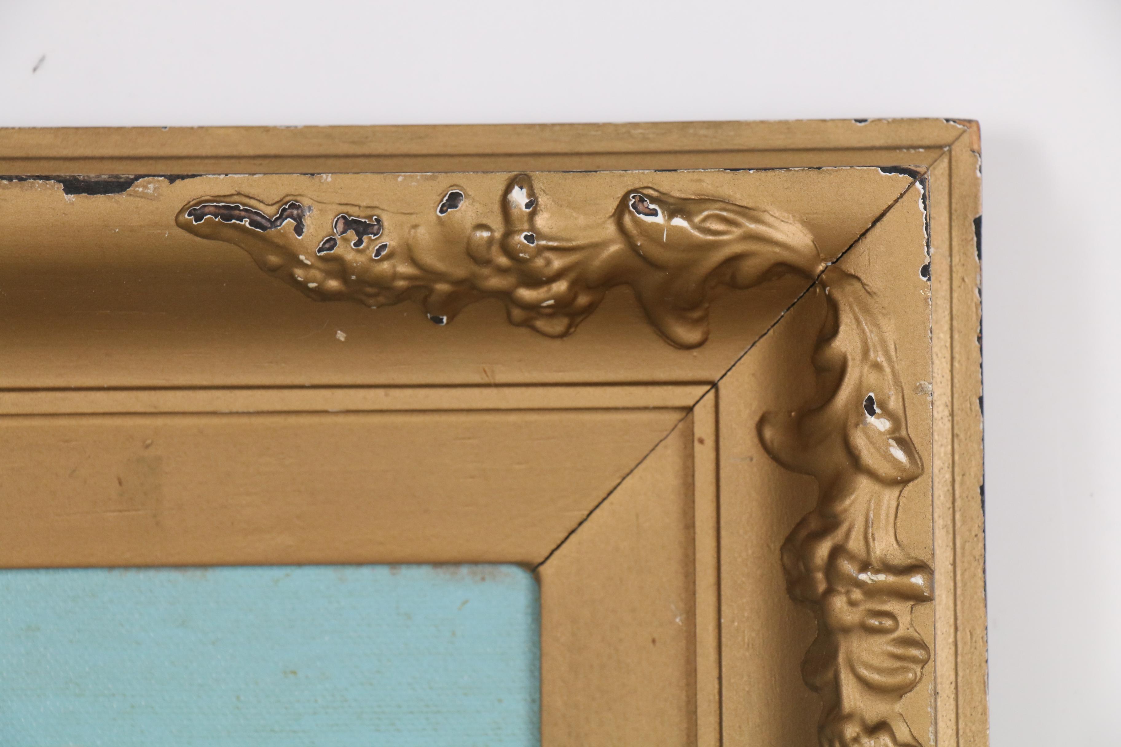 Jean Spiry Folk Style Oil Painting of Horse Drawn Carriages Approaching Church