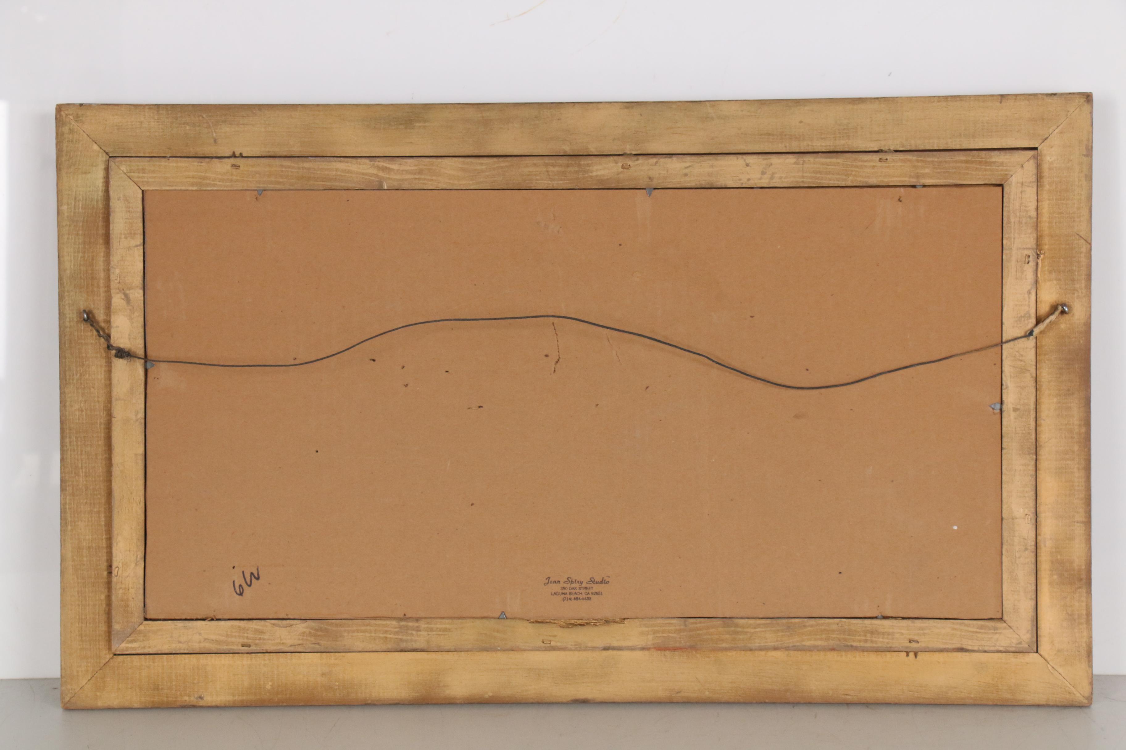 Jean Spiry Folk Style Oil Painting of Horse Drawn Carriages Approaching Church