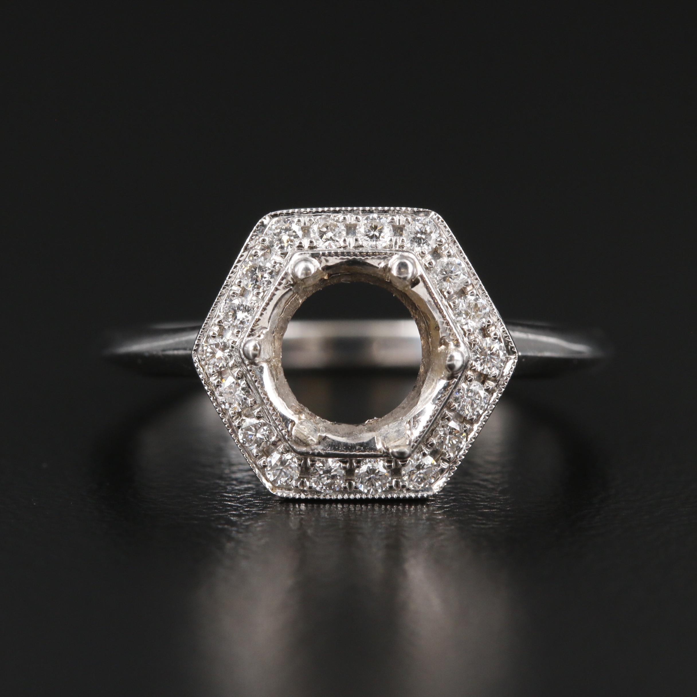 18K White Gold Diamond Semi-Mount Ring